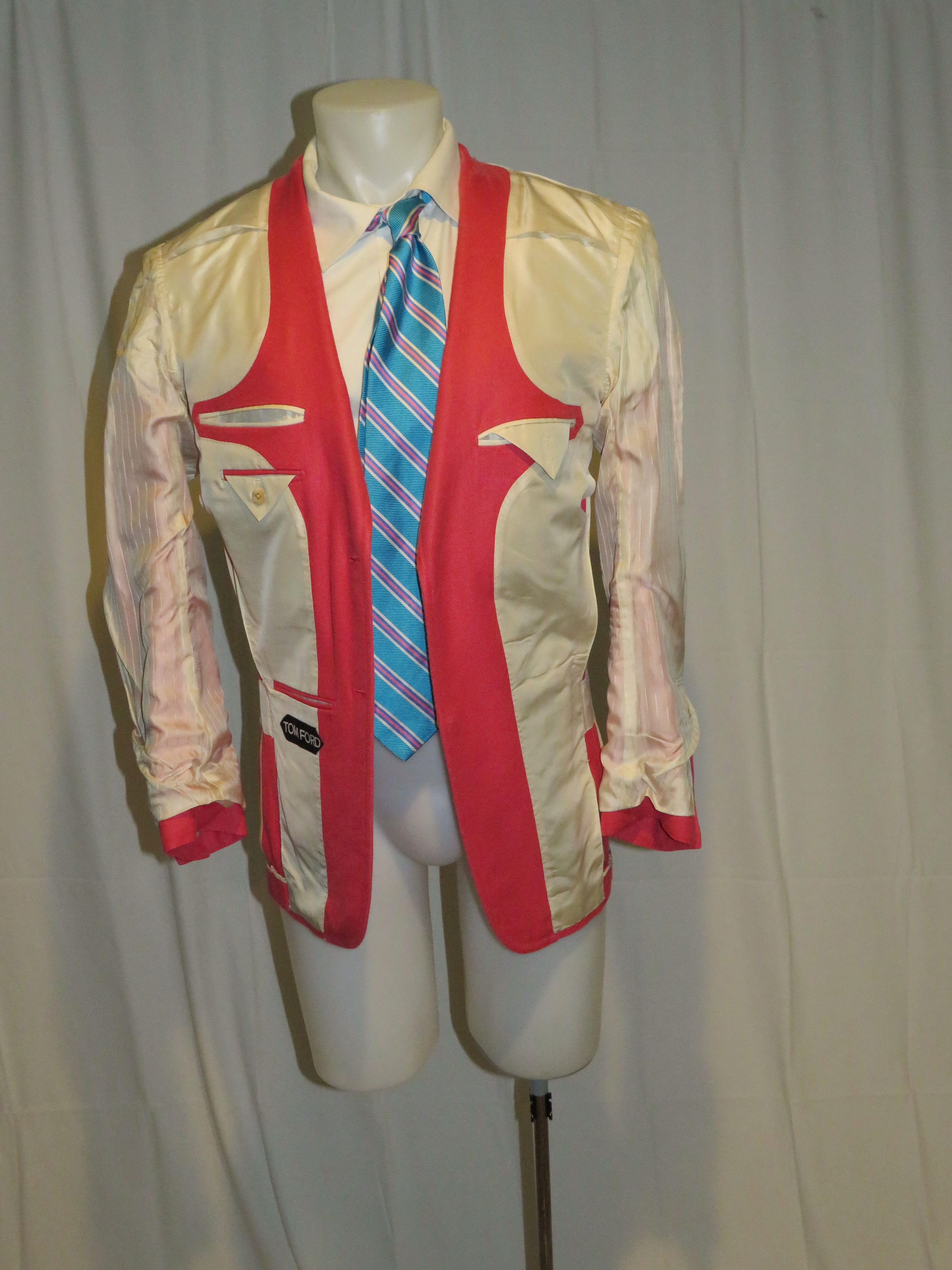Base D Spencer 100% Silk Coral Red Hopsack Sport Coat 38R
