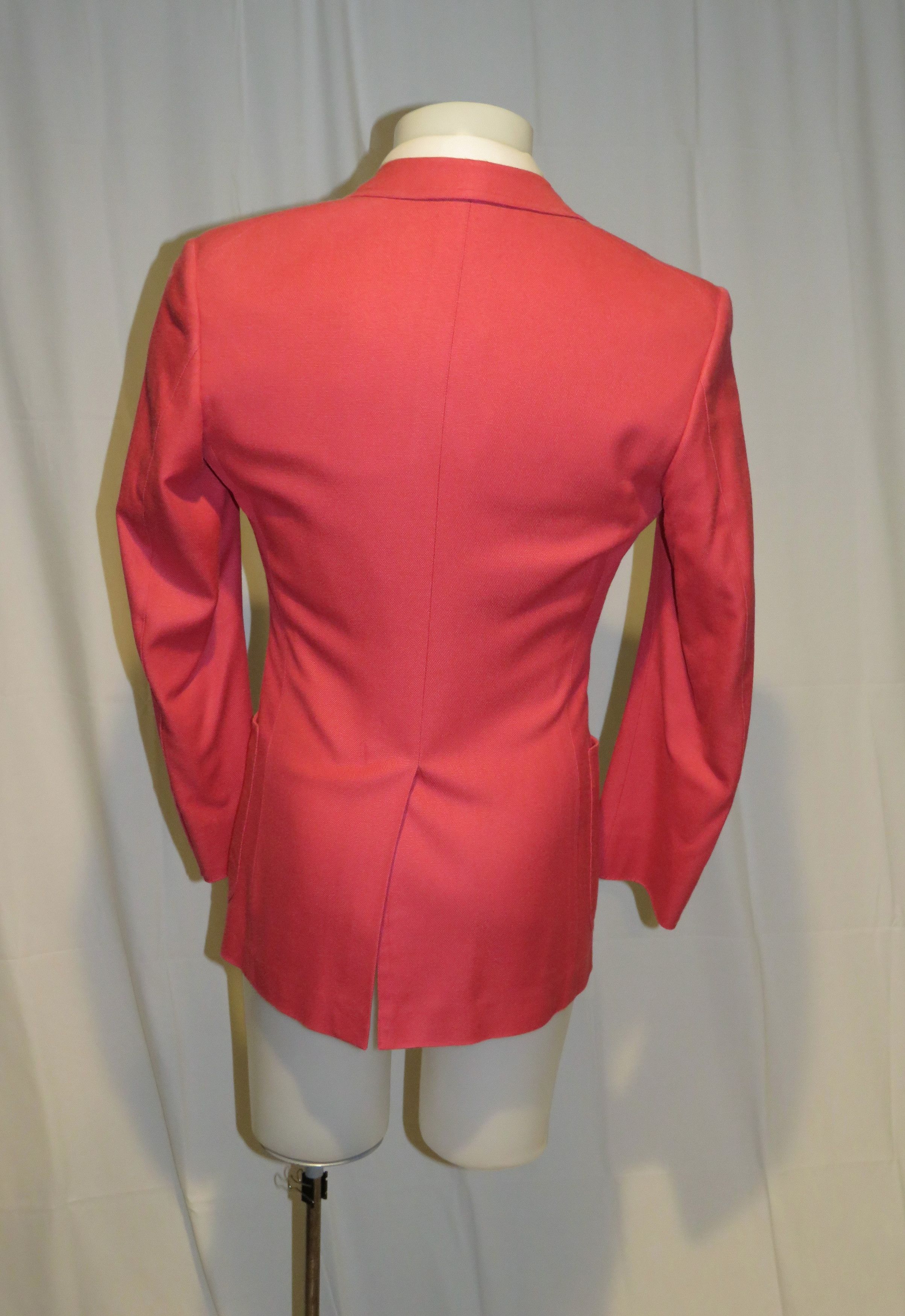 Base D Spencer 100% Silk Coral Red Hopsack Sport Coat 38R