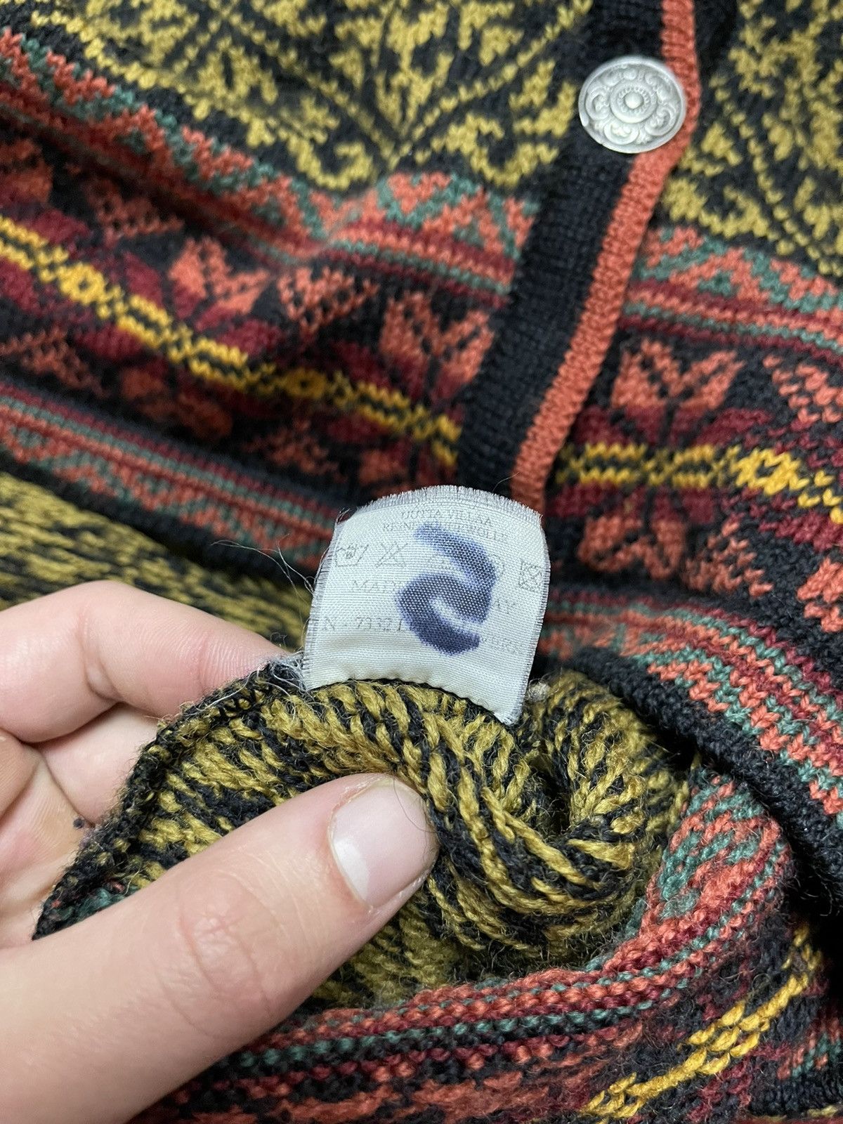 Moods of Norway × Vintage Volund Vintage 90s Norwegian patterned wool cardigan Size L / US 10 / IT 46 - 6 Thumbnail