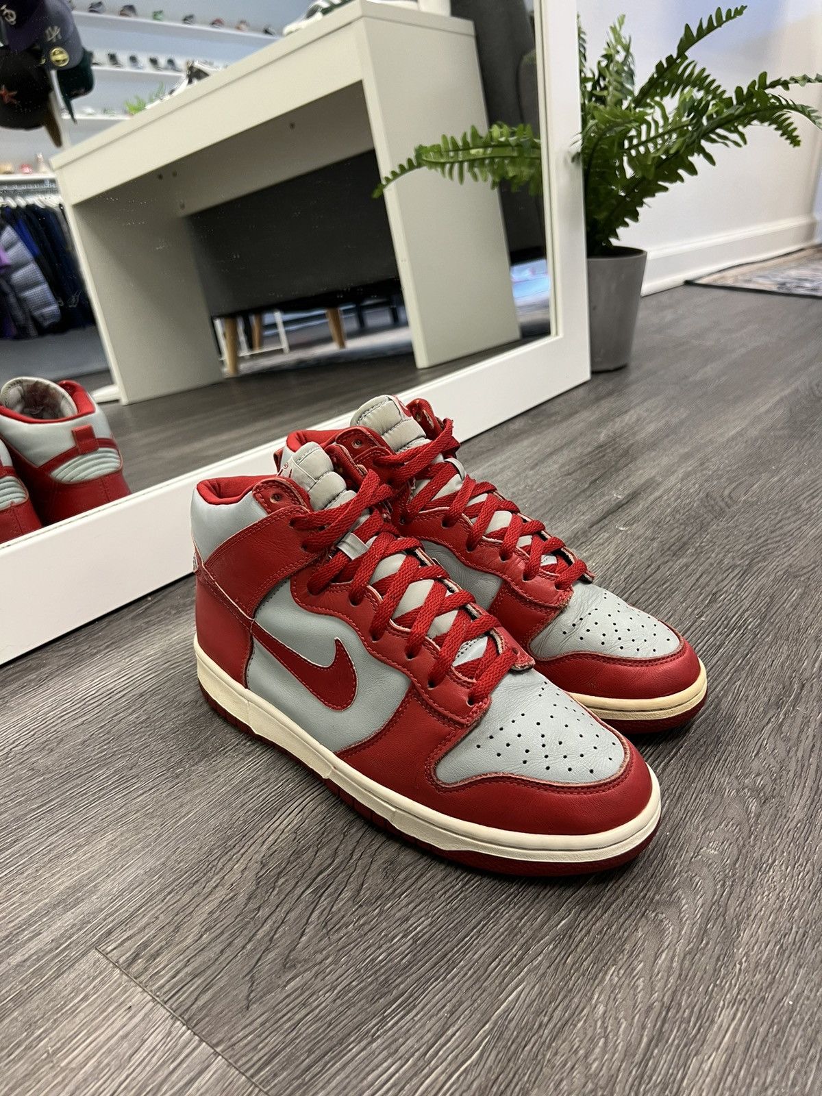 image of Nike Dunk 1999 Unlv Shoes in Red/Grey, Men's (Size 9.5)