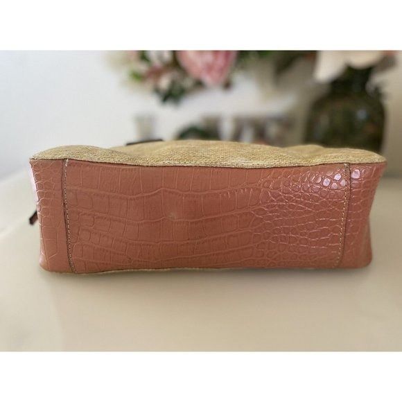 Vintage Tommy Hilfiger Tan Pink Bagette Handbag Purse Faux A