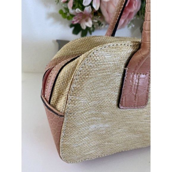 Vintage Tommy Hilfiger Tan Pink Bagette Handbag Purse Faux A