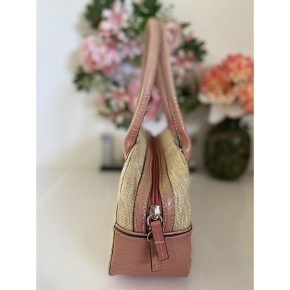 Vintage Tommy Hilfiger Tan Pink Bagette Handbag Purse Faux A