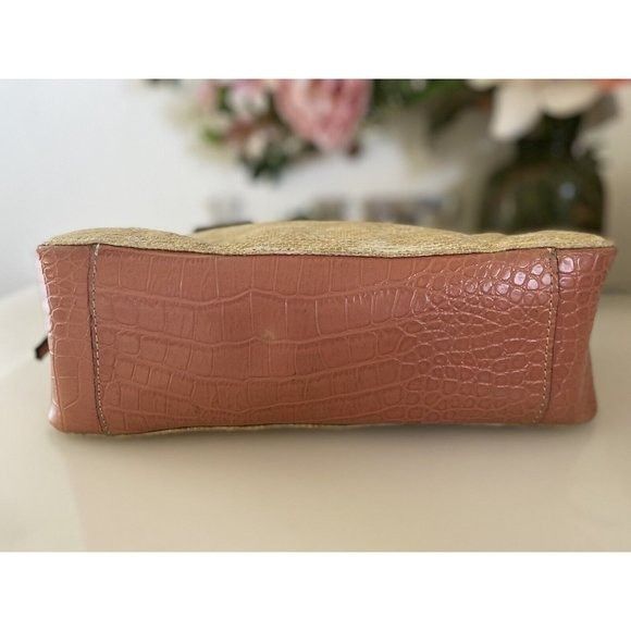 Vintage Tommy Hilfiger Tan Pink Bagette Handbag Purse Faux A