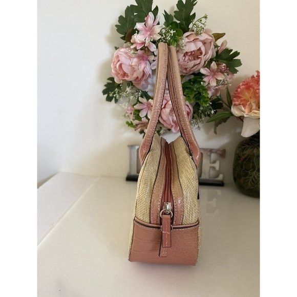 Vintage Tommy Hilfiger Tan Pink Bagette Handbag Purse Faux A