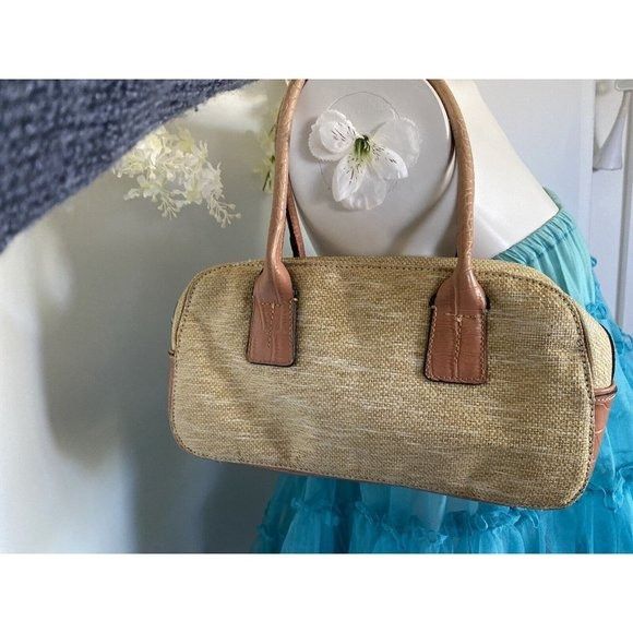 Vintage Tommy Hilfiger Tan Pink Bagette Handbag Purse Faux A