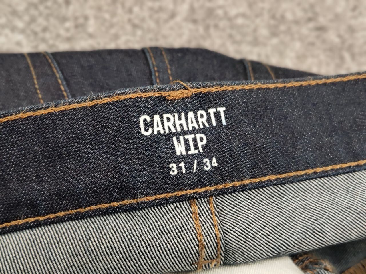 Carhartt Carhartt Wip Rebel Pant Dark Blue Logo Denim Jeans Size US 31 - 19 Thumbnail