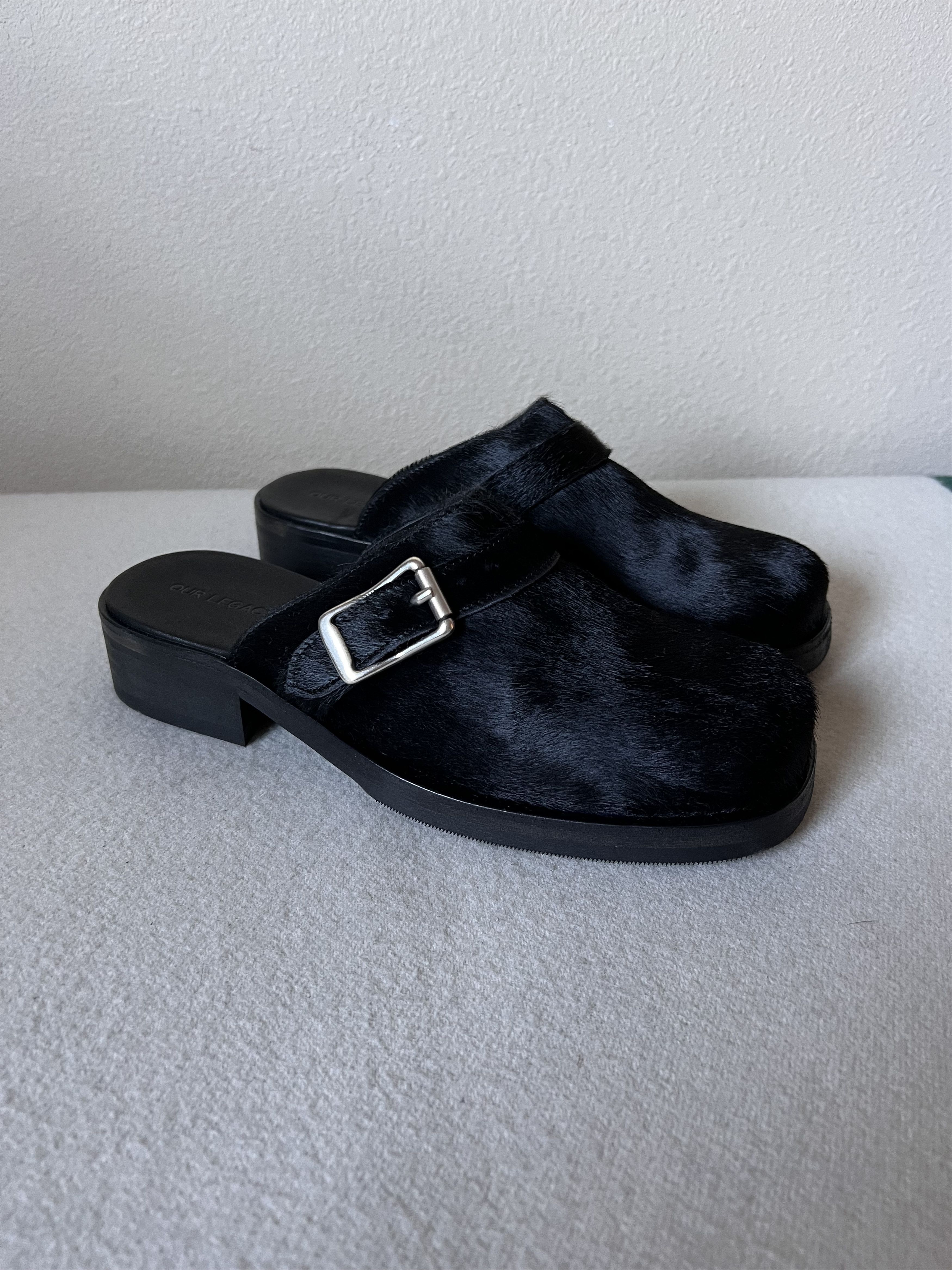 image of Our Legacy Camion Mule Shoes Calf Hair In Black, Men's (Size 12)