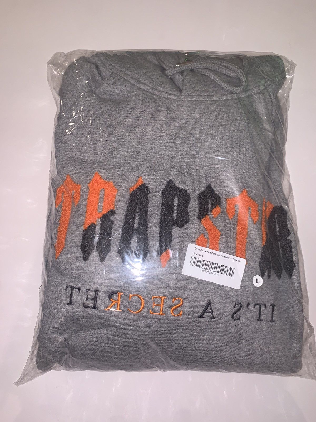 TRAPSTAR CHENILLE DECODED HOODED TRACKSUIT GREY/ ORANGE