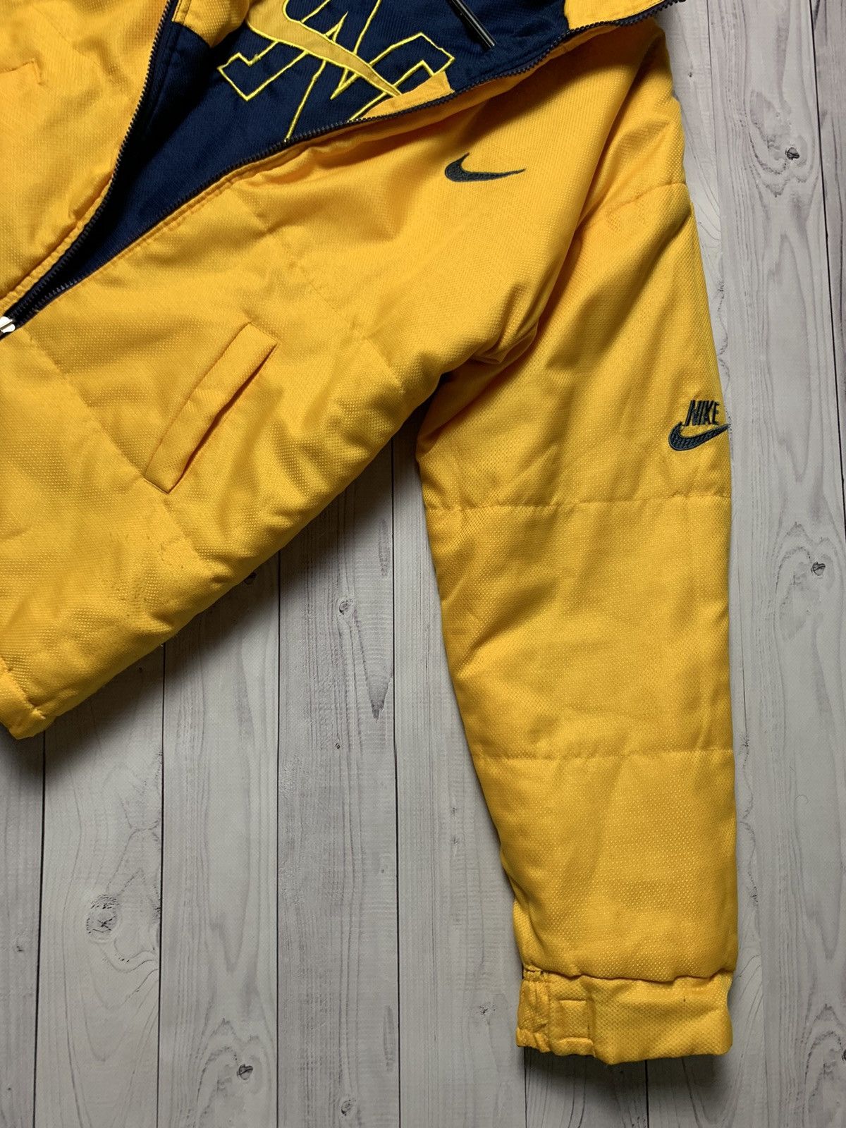 Nike × Vintage Vintage Nike jacket big logo swoosh Yellow/ Navy size S Size US S / EU 44-46 / 1 - 5 Thumbnail