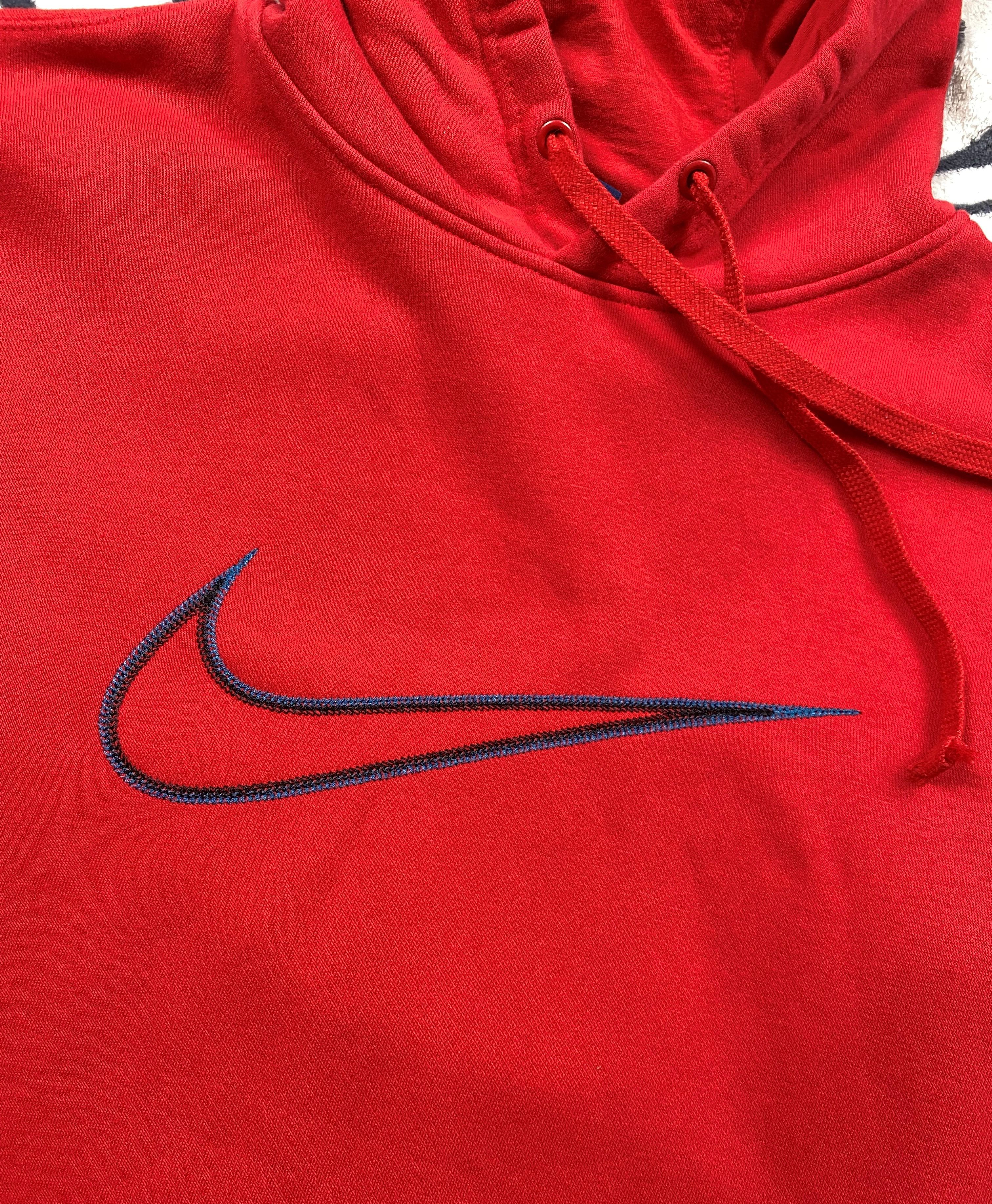 Nike × Vintage Nike Vintage Center Logo Swoosh Mens Hoodie Y2K Drill Size US L / EU 52-54 / 3 - 3 Thumbnail