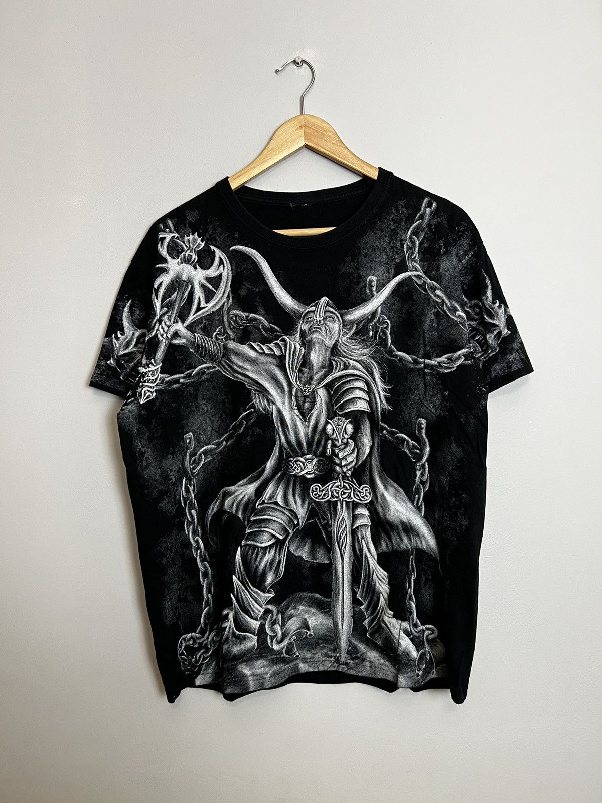 Other Vintage 00s Viking Loki Hammer Fantasy All Over Print Tshirt Size US M / EU 48-50 / 2 - 1 Thumbnail