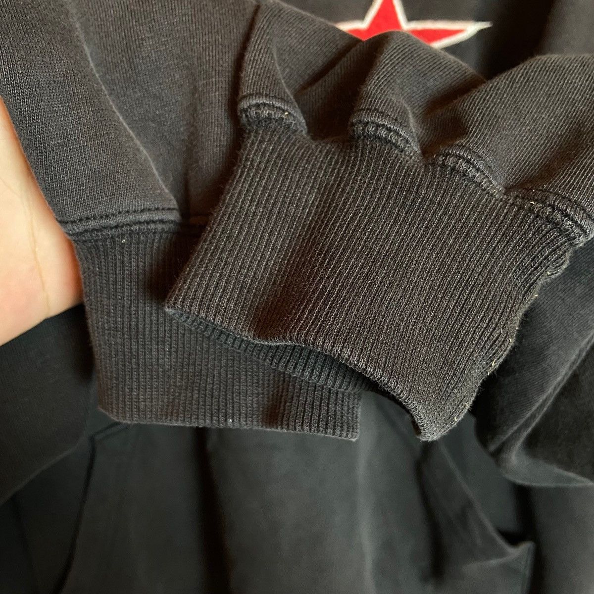 Stussy × Vintage Rare Vintage 90s Stussy Big OL Star Striped Pullover Hoodie Size US L / EU 52-54 / 3 - 4 Thumbnail