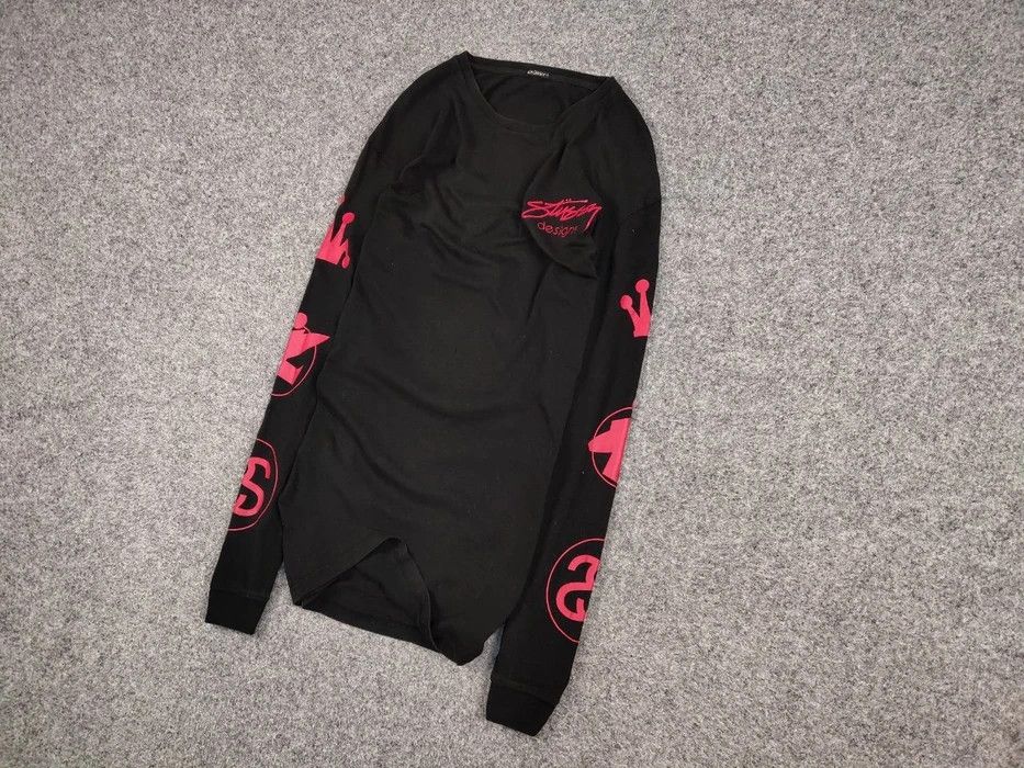 Stussy Vintage 90's Stussy Design Black Long Sleeve Red Logos Size US M / EU 48-50 / 2 - 2 Thumbnail