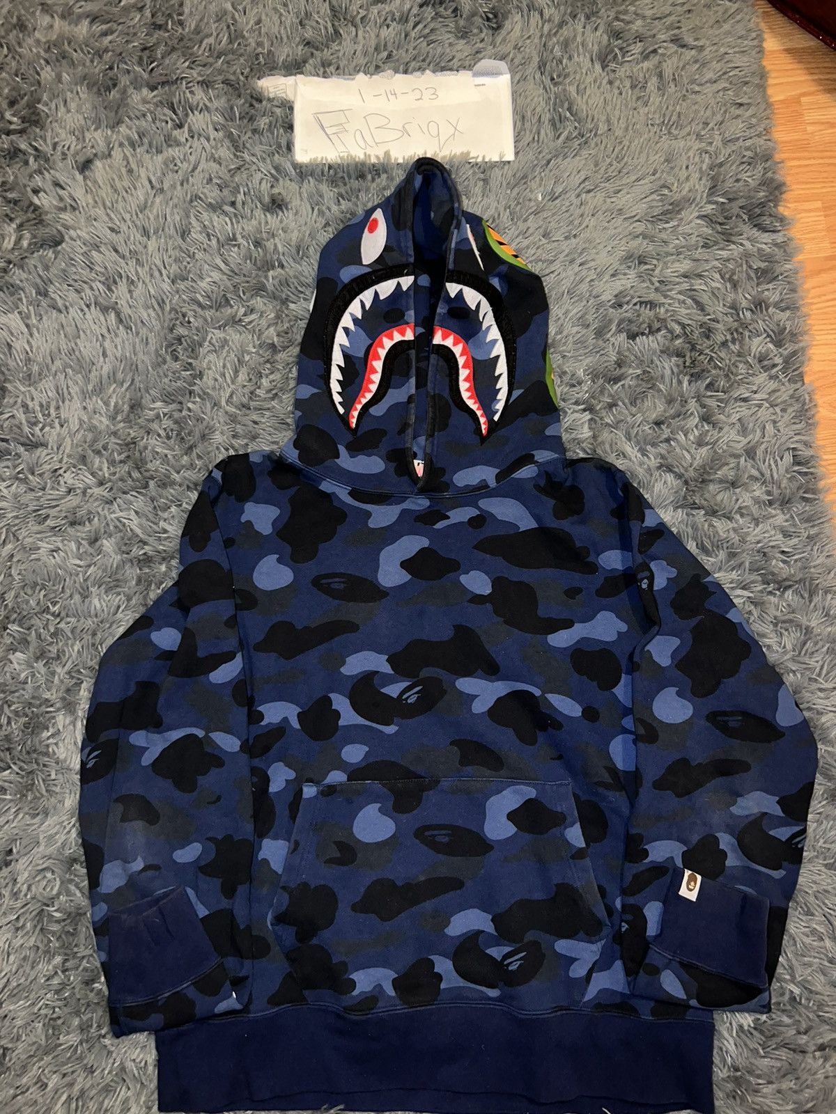 Bape *RARE* Bape Shark Blue Color Camo Pullover Hoodie | Grailed