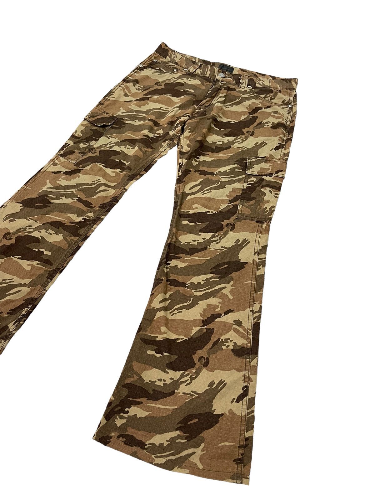 Japanese Brand Flare Cargo Ripstop Acoustic Tiger Stripe Low Rise Thin 4🟦4 Size US 33 - 3 Thumbnail