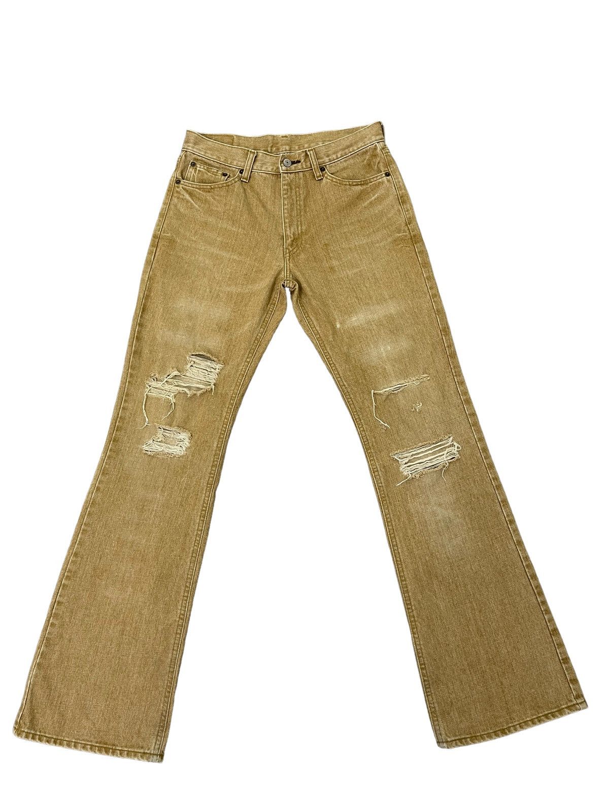 Japanese Brand Flare Jeans Bobson Distressed Denim Boot Cut 4🟦4 Size US 31 - 2 Thumbnail