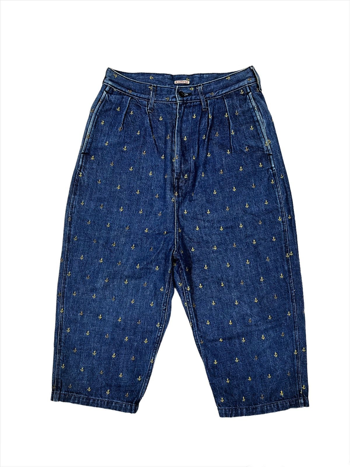 Kapital Kountry OG Kapital Anchor Embroidery 🎈Hakama Worker Crop Denim Jeans Size US 27 - 2 Thumbnail