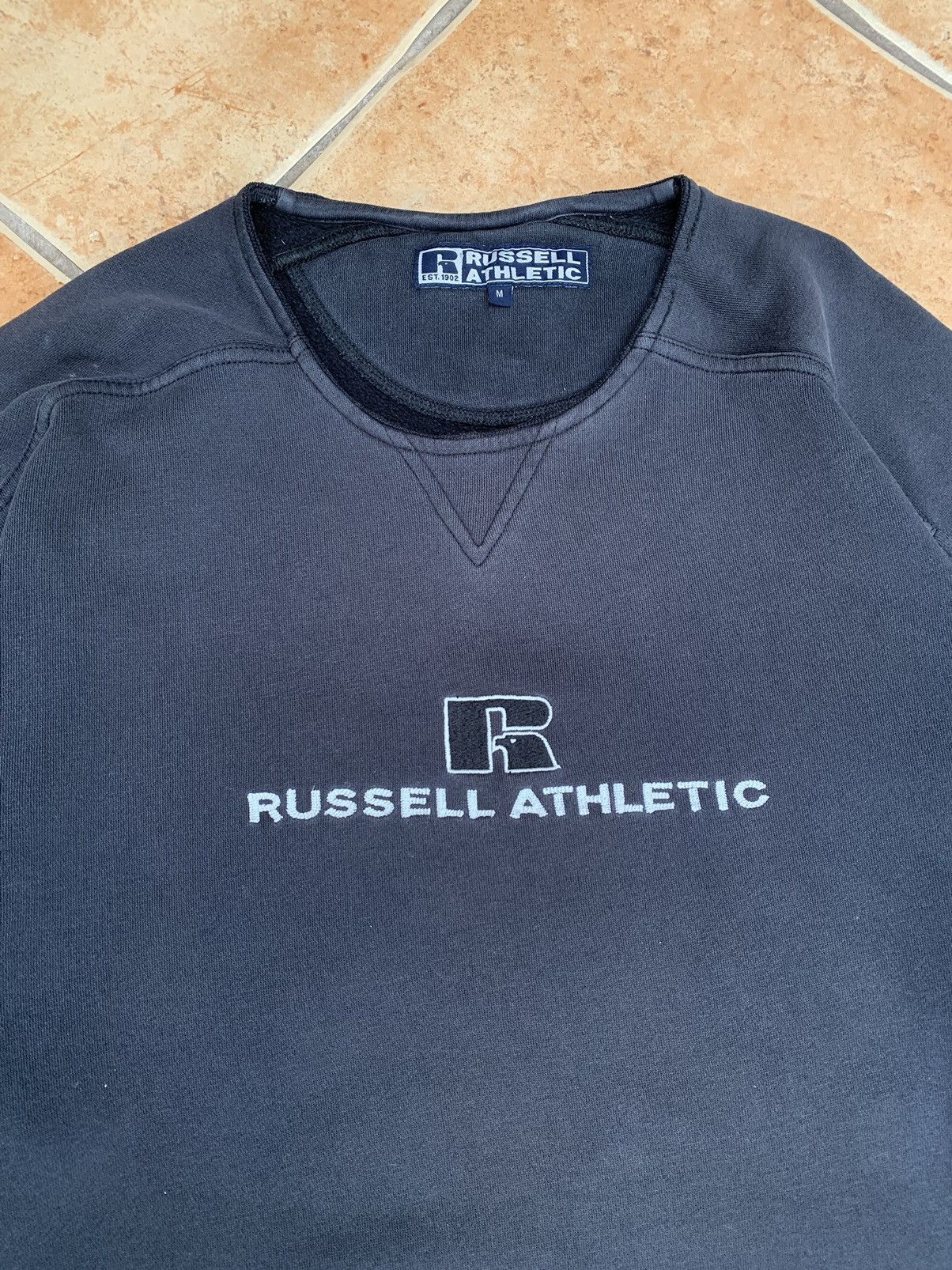 Russell Athletic × Vintage Vintage Washed Black Russell Athletic Crewneck Spellout Size US M / EU 48-50 / 2 - 5 Thumbnail