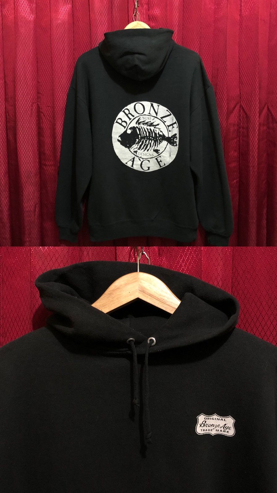 image of Skategang x Surf Style Vintage Bronze Age Skateboards Hoodie Pull Over Big Logoxl in Black, Men's