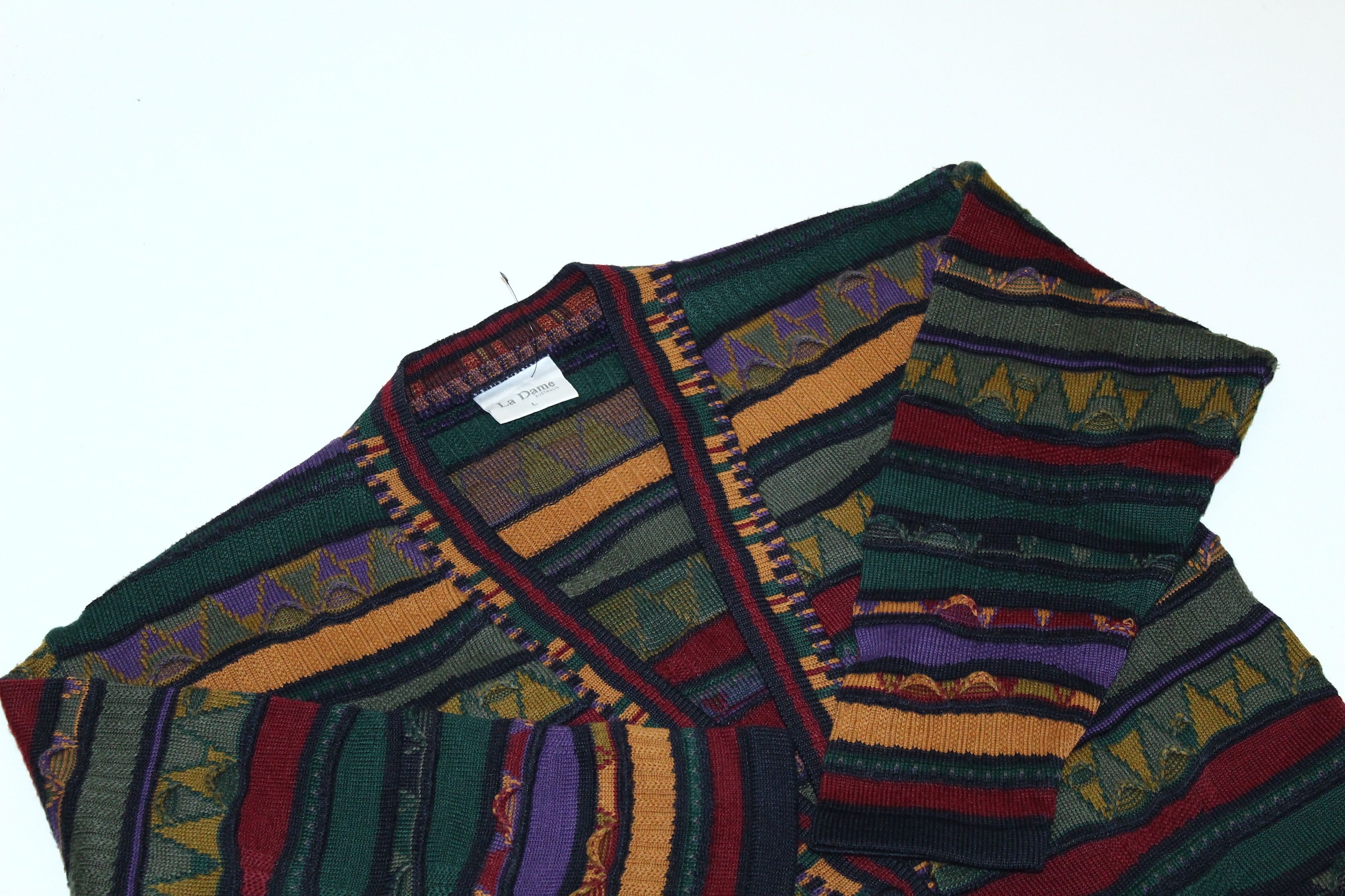 Coogi 🔥 La Madame Australia Coogi Multicolor Chunky Knit Cardigan Size L / US 10 / IT 46 - 2 Thumbnail