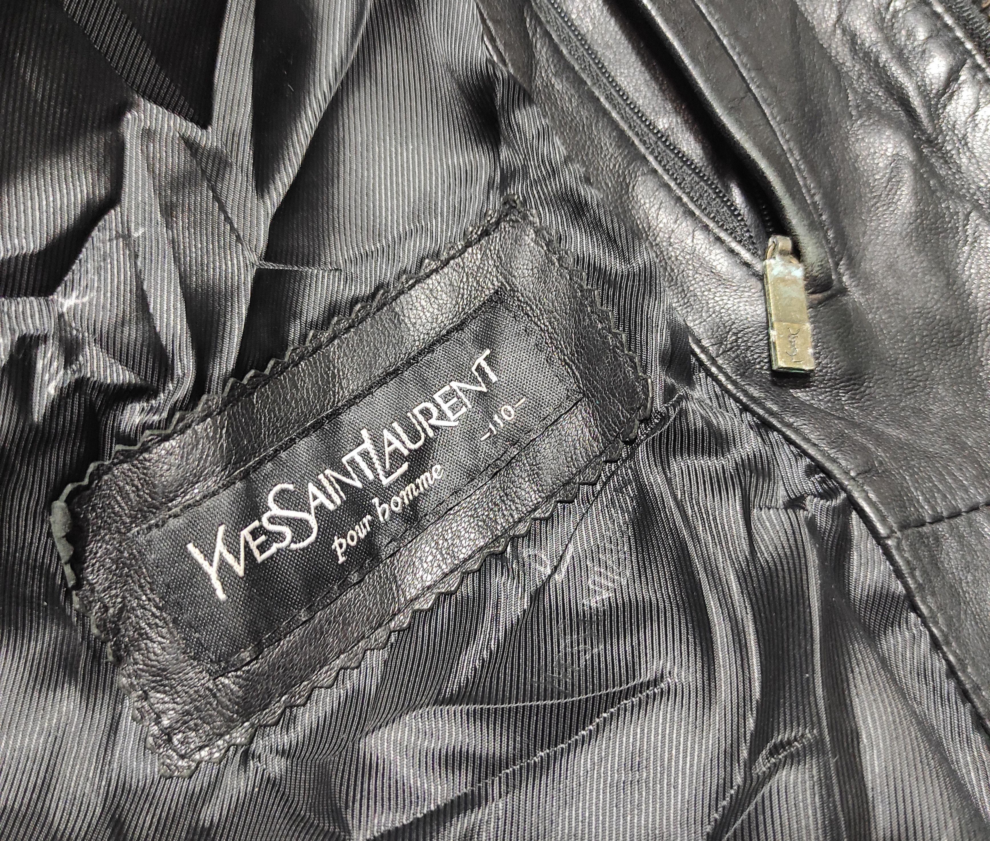 Yves Saint Laurent Yves Saint Laurent Black Leather Coat Jacket Size US L / EU 52-54 / 3 - 5 Thumbnail