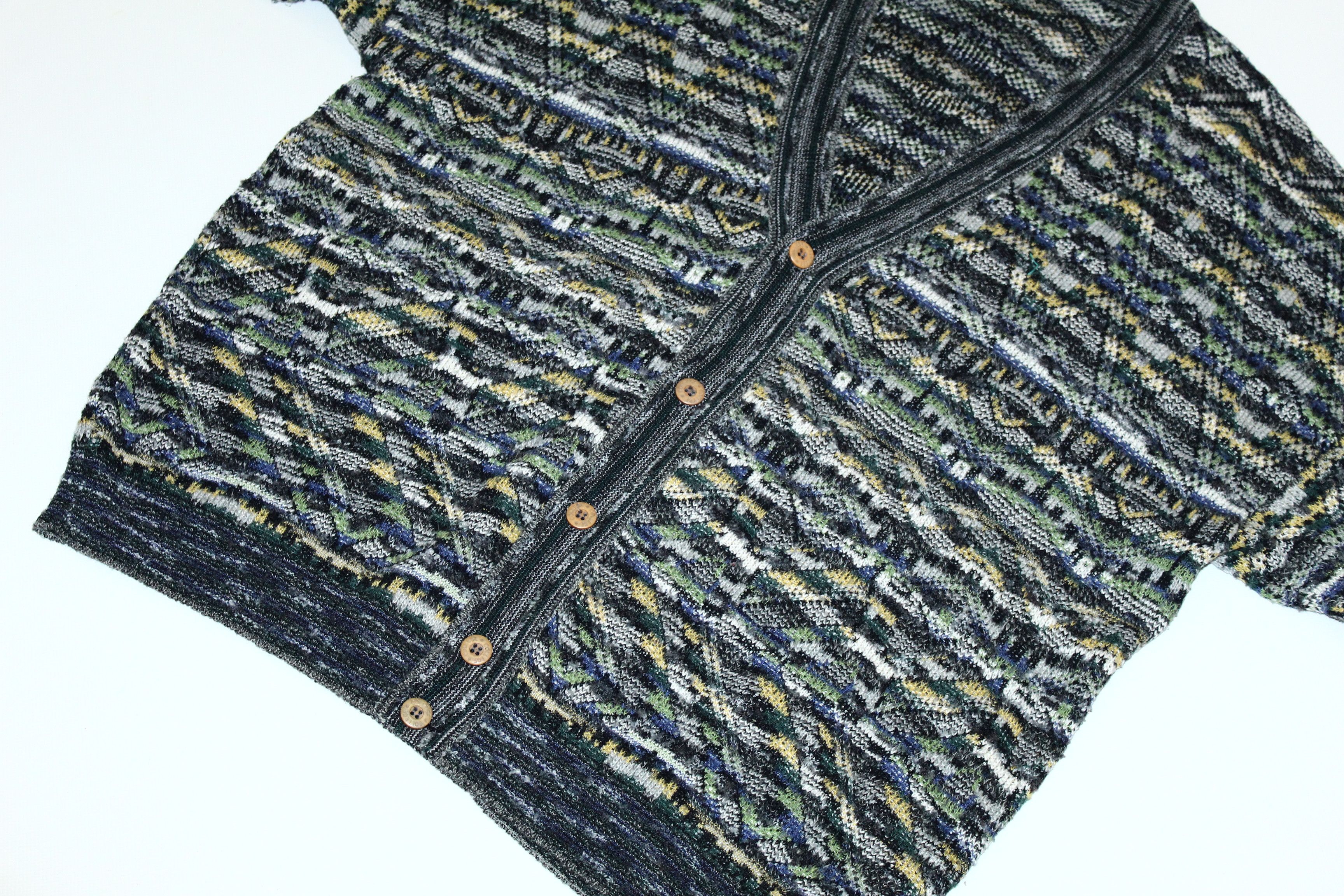 Missoni 🔥90's Marcazzani Crazy Intarsia Knit Cardigan like Missoni Size US XL / EU 56 / 4 - 5 Thumbnail