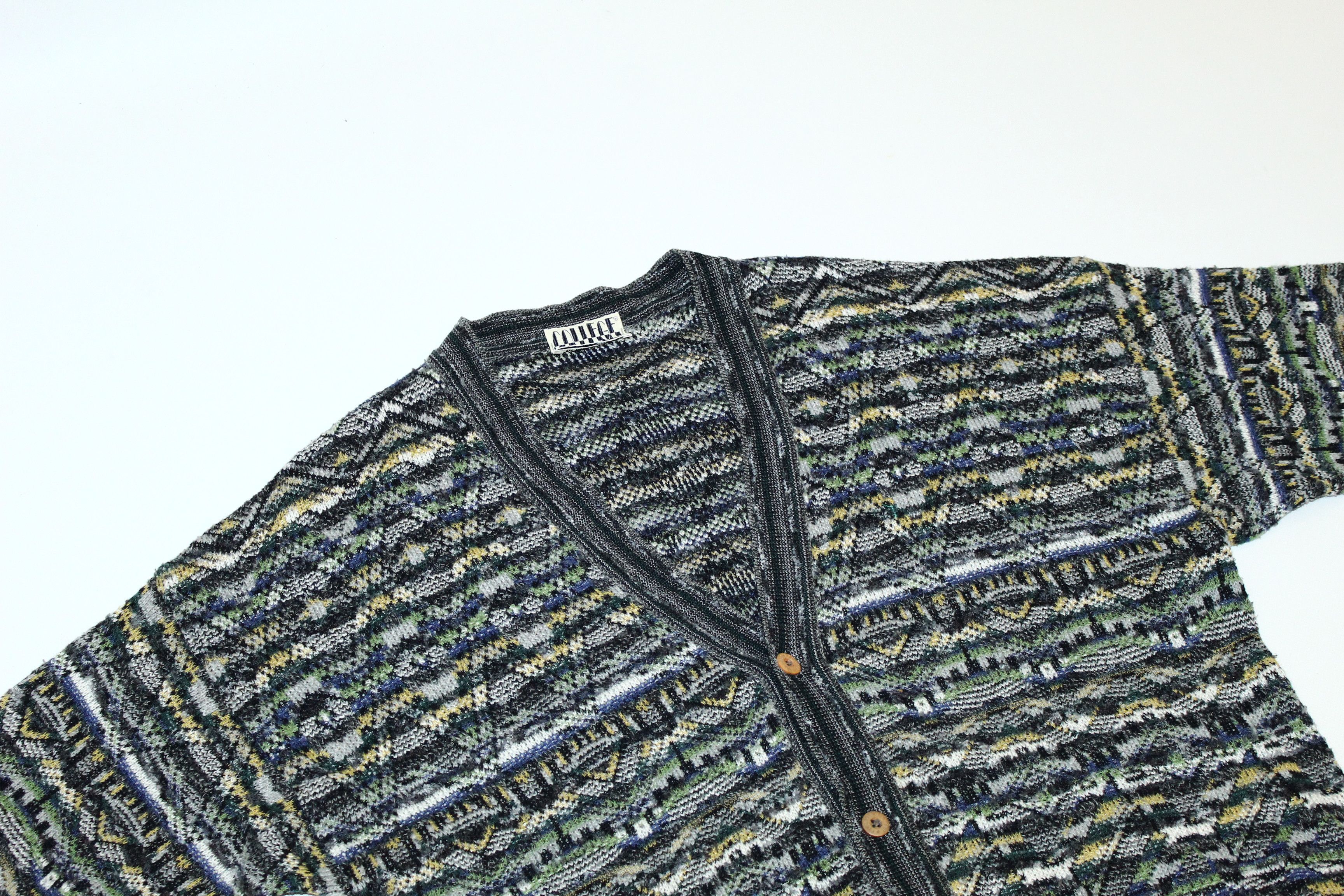 Missoni 🔥90's Marcazzani Crazy Intarsia Knit Cardigan like Missoni Size US XL / EU 56 / 4 - 3 Thumbnail