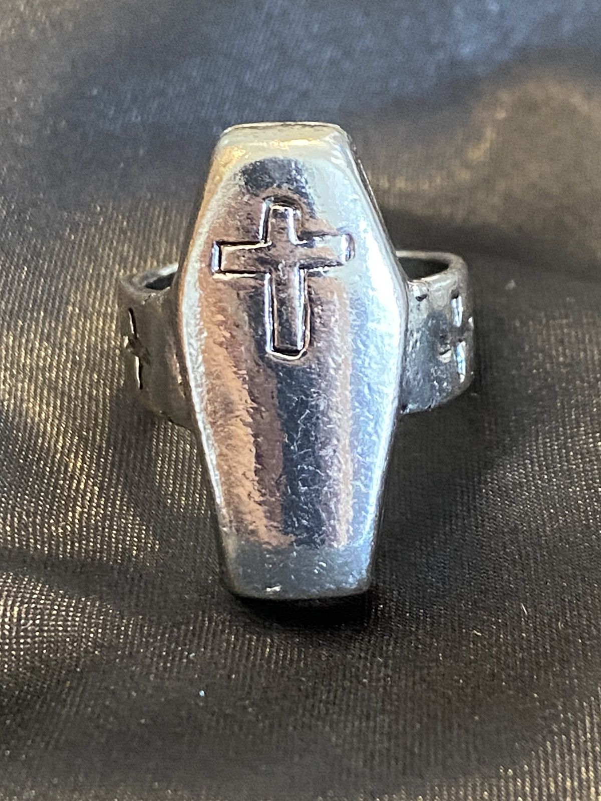 Vintage Punk gothic skull silver ring Size ONE SIZE - 2 Thumbnail