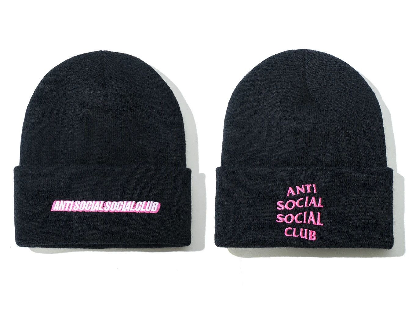 Anti Social Social Club DS ASSC Pink Logo Mr. Bean Black Knit Cap Beanie bape kith Size ONE SIZE - 7 Thumbnail