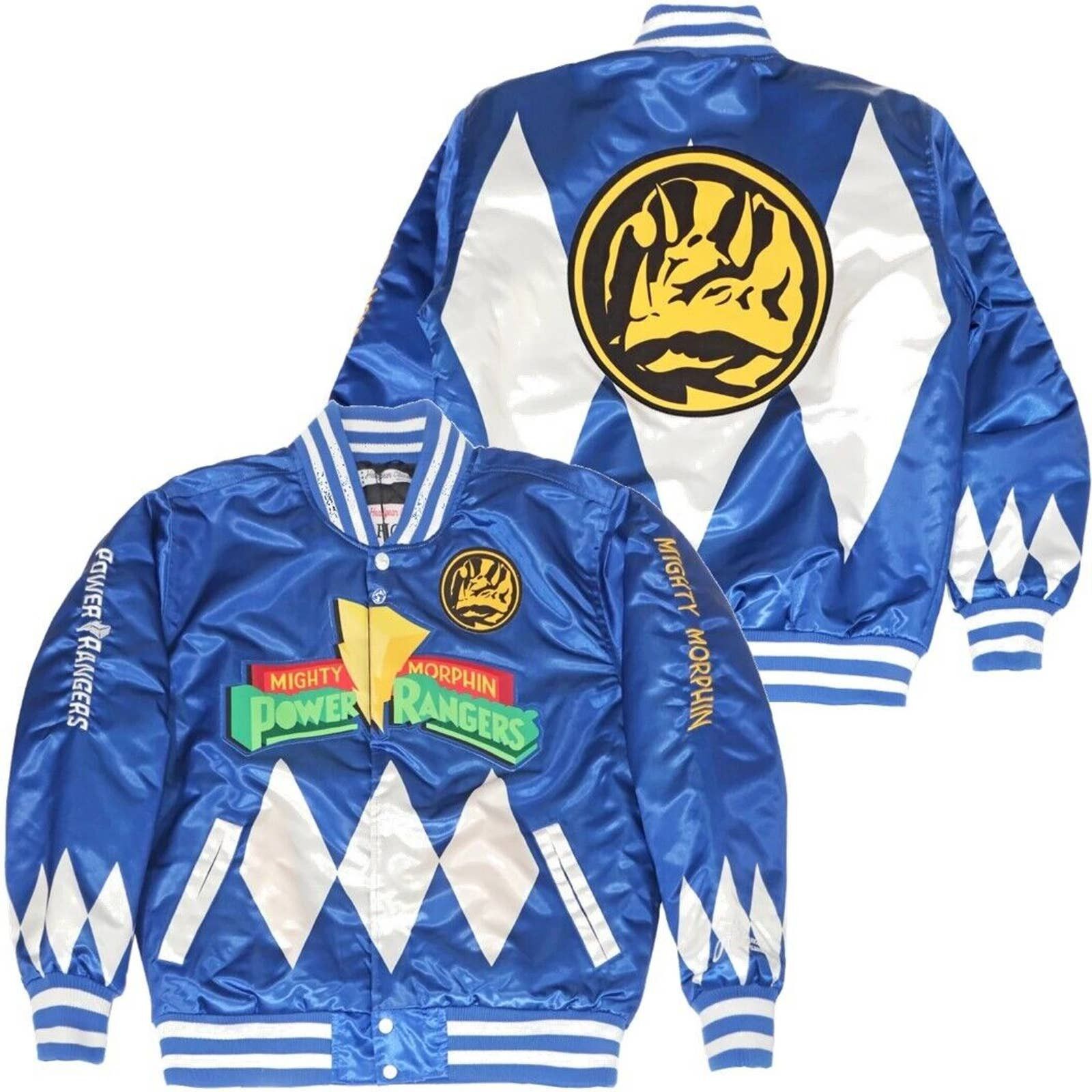 Power Rangers popular Mighty Morphin Men's Headgear Classics Embroidered Satin Jacket