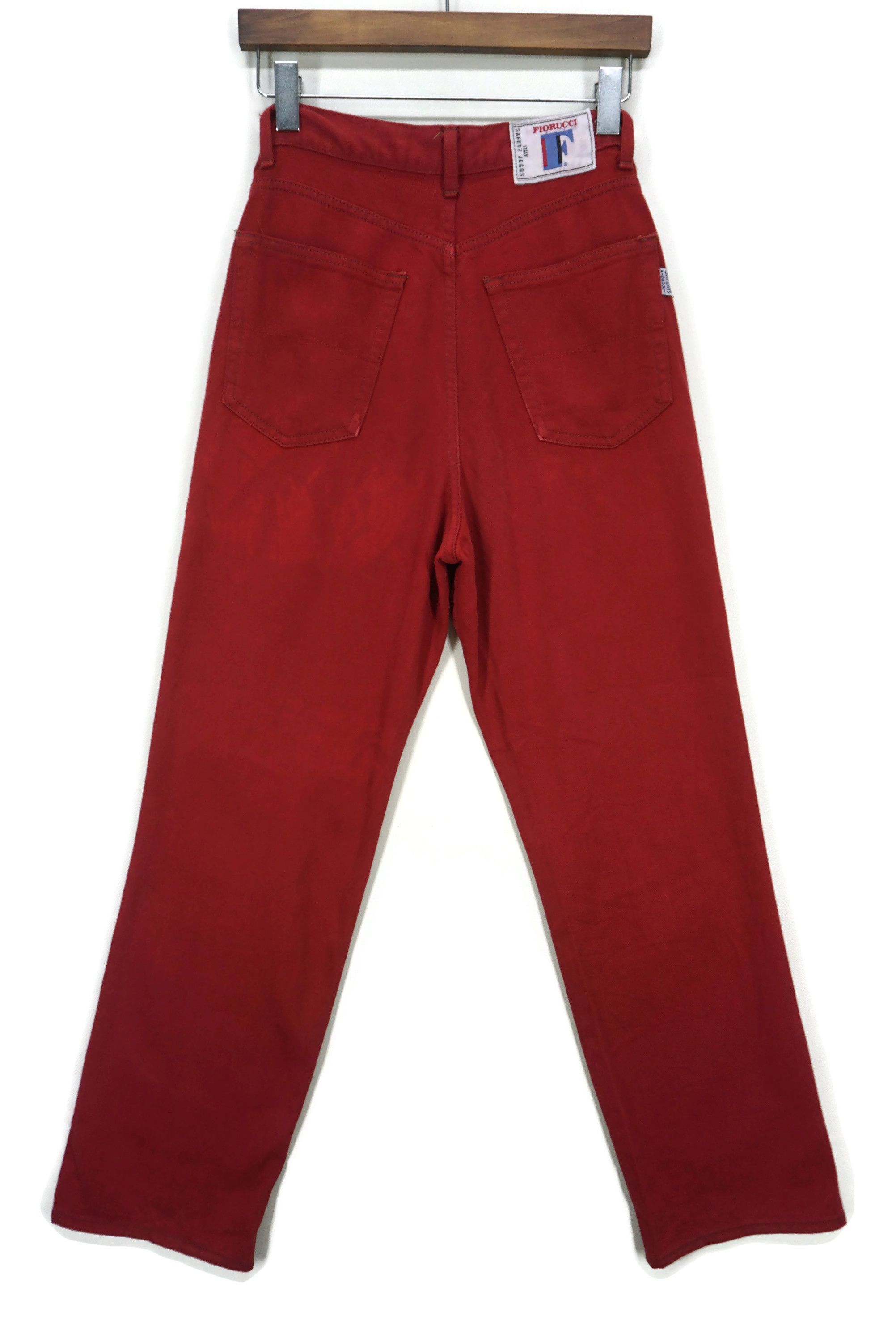 image of Fiorucci x Vintage Safety Jeans Italy Distressed Jeans Pants Japan Made in Red, Women's (Size 27)