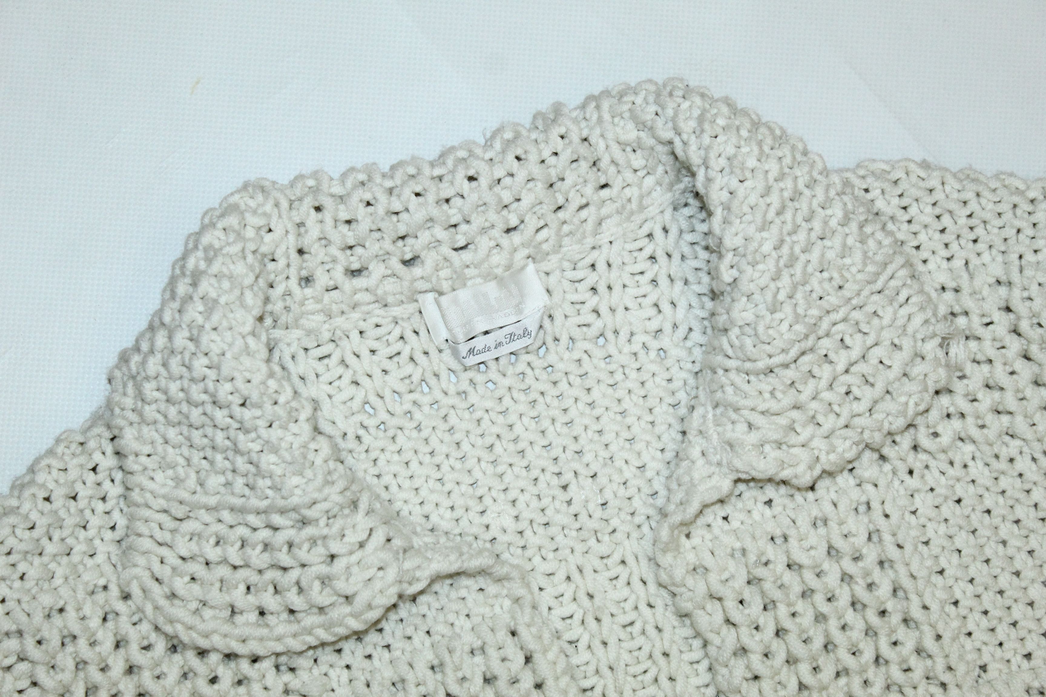 Vintage VTG Kathleen Madden Wool Blend Crochet Knit Cardigan Size XL / US 12-14 / IT 48-50 - 4 Thumbnail
