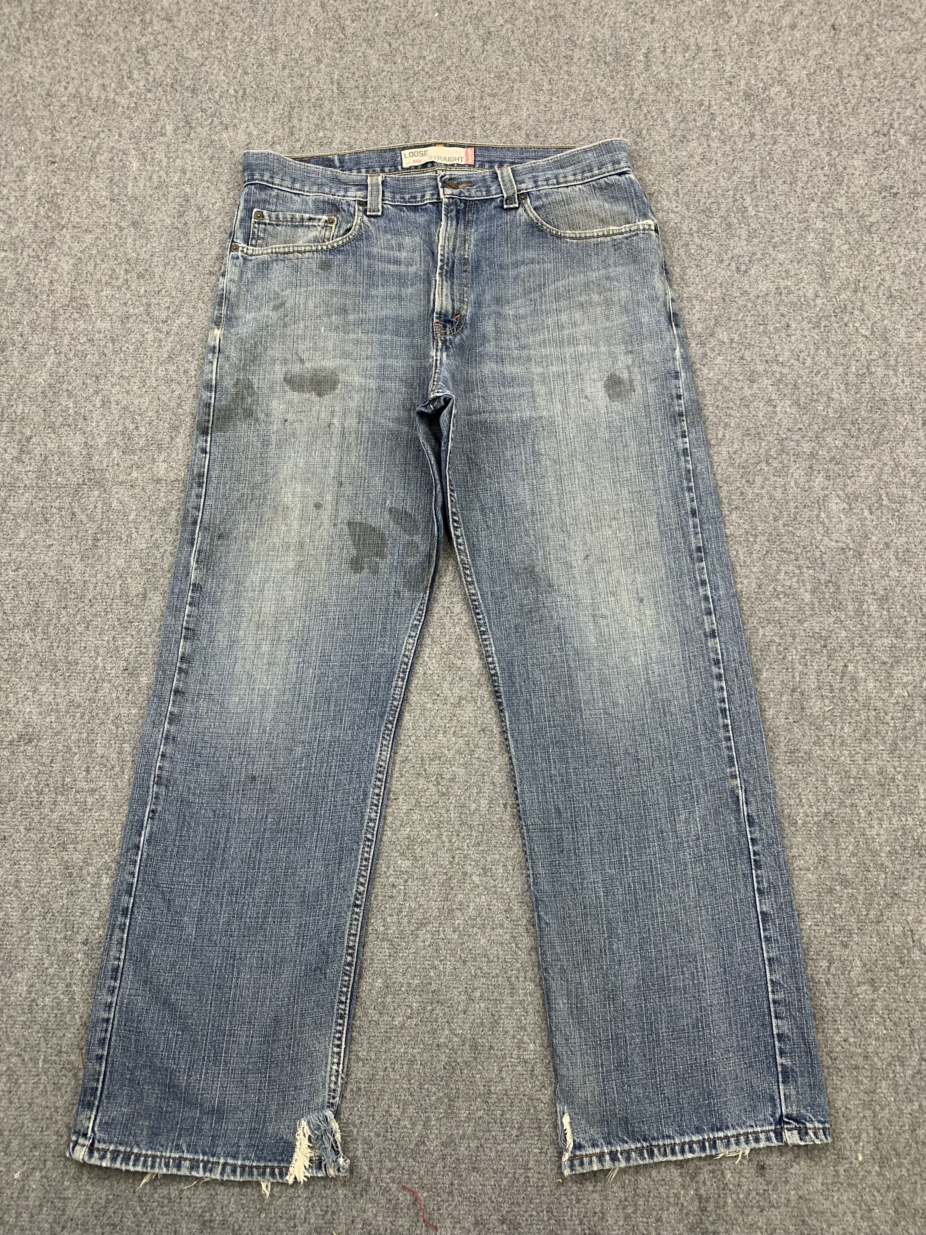 image of Levis 569 Faded Blue Jeans in Blue Denim, Men's (Size 36)