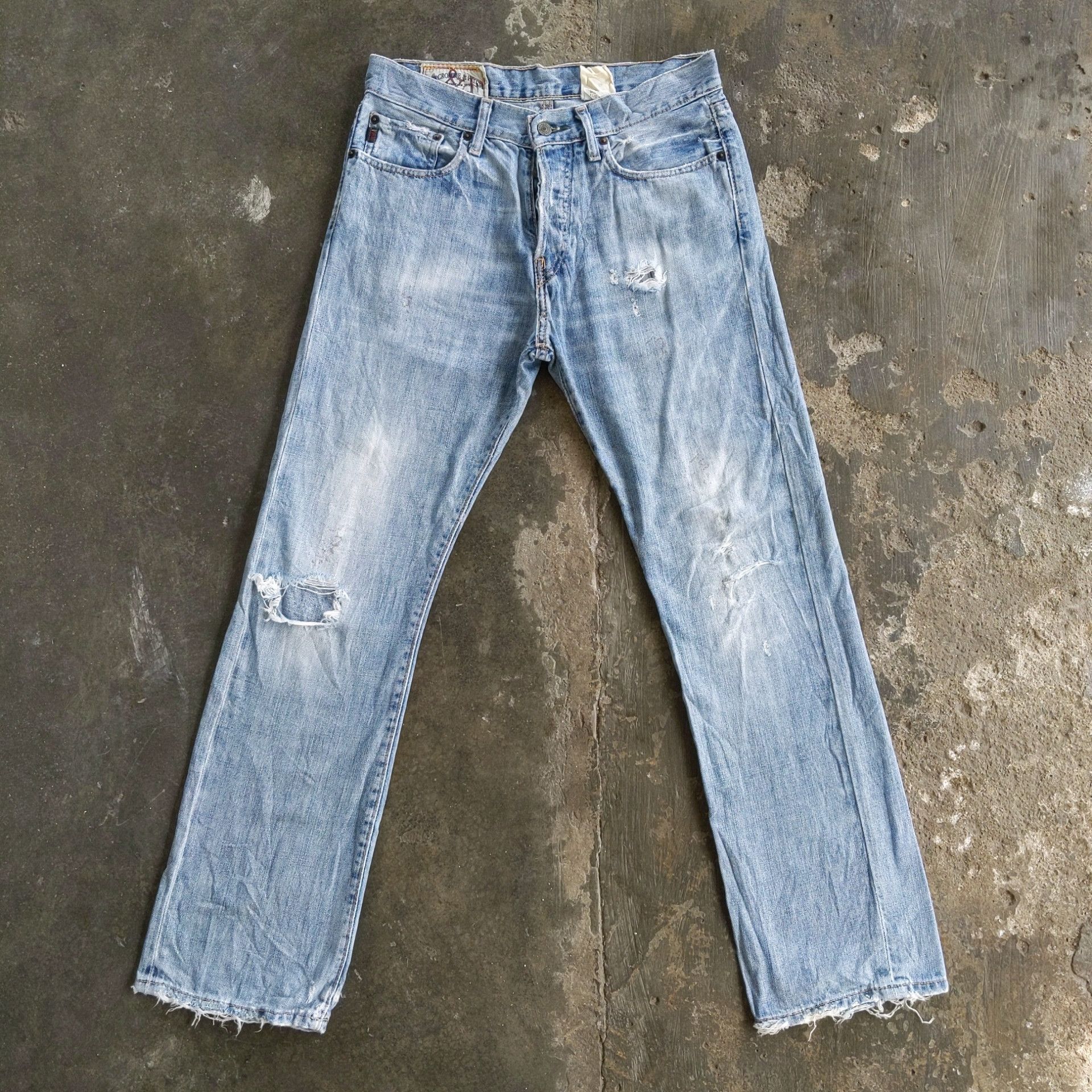 Japanese Brand W31 🔥 Abercrombie & Fitch Sick Distressed Denim Jeans Pants Size US 31 - 1 Thumbnail