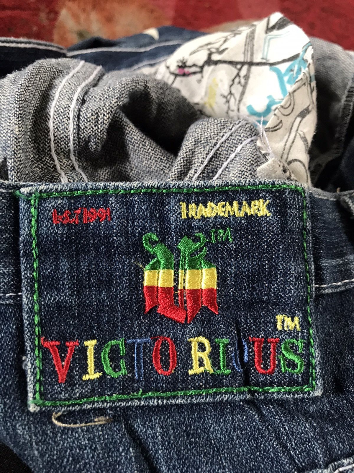 Designer × Japanese Brand VICTORIOUS RASTA DENIM DESIGN CANNABIS LEAVES Size US 37 - 10 Thumbnail