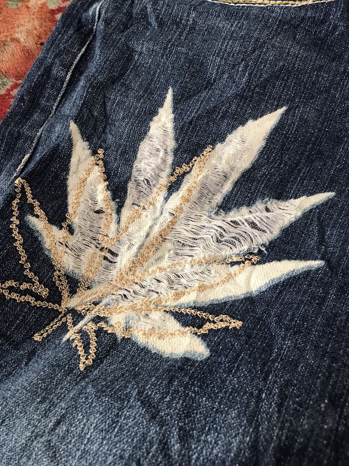 Designer × Japanese Brand VICTORIOUS RASTA DENIM DESIGN CANNABIS LEAVES Size US 37 - 7 Thumbnail