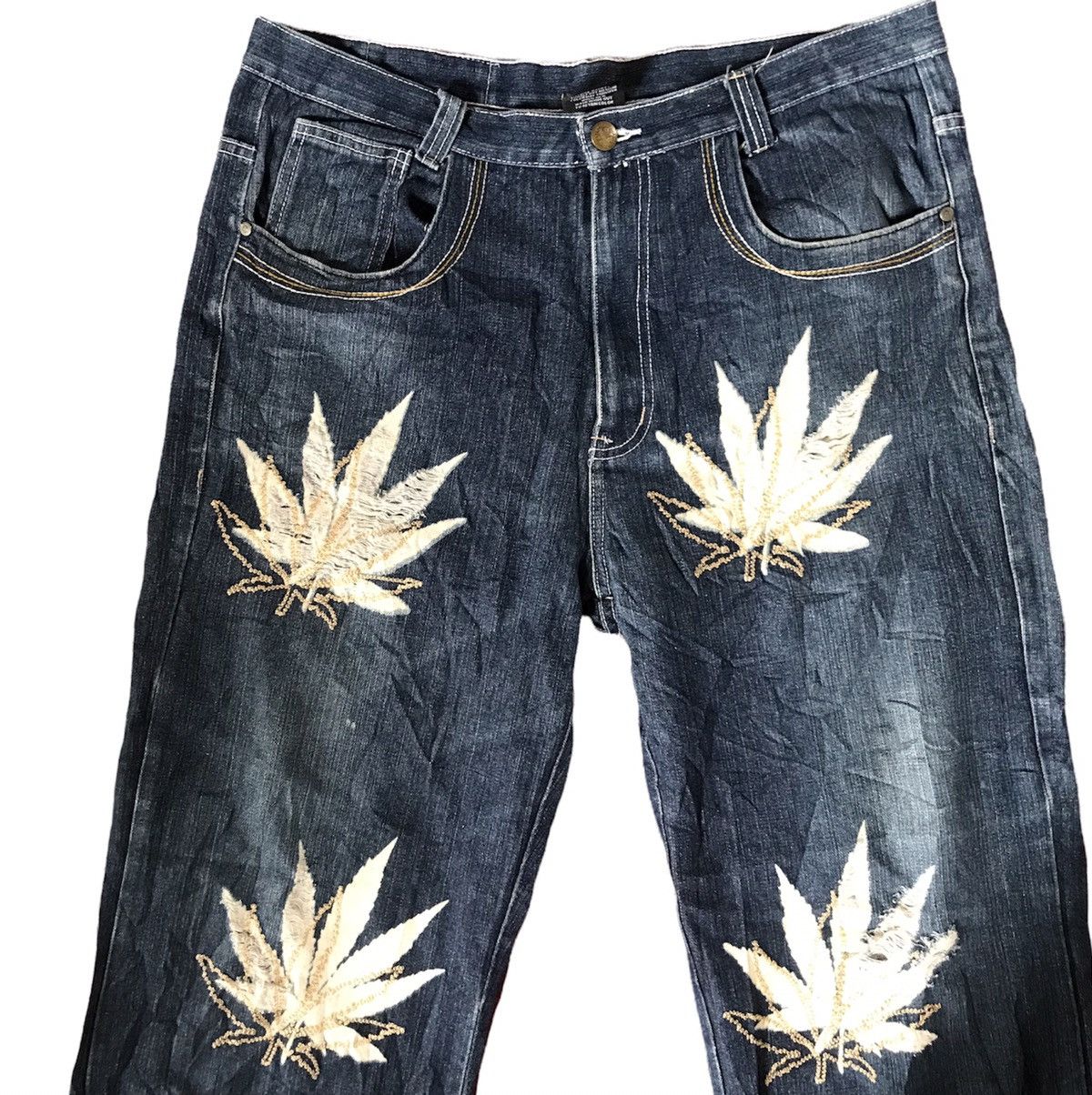 Designer × Japanese Brand VICTORIOUS RASTA DENIM DESIGN CANNABIS LEAVES Size US 37 - 3 Thumbnail
