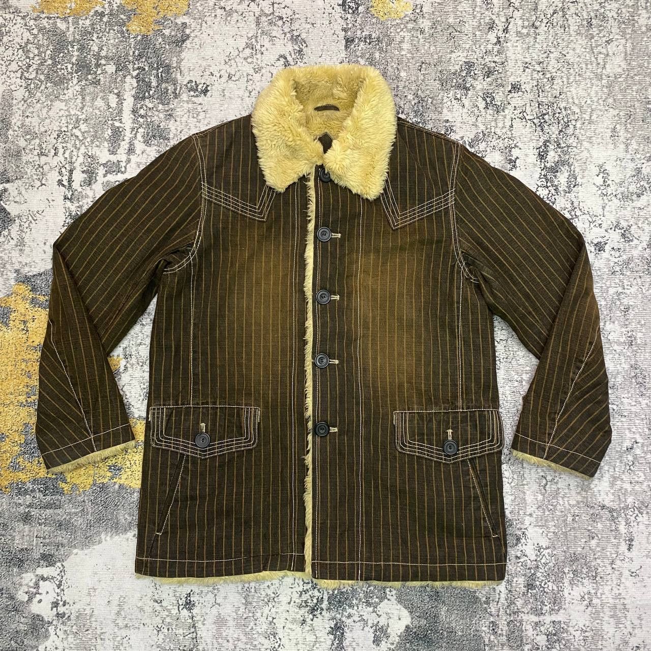 Japanese Brand × Vintage Z298 ALLIX DESIGN X TOKYO JAPAN SHERPA CHORE STRIPED JACKET Size US M / EU 48-50 / 2 - 2 Thumbnail