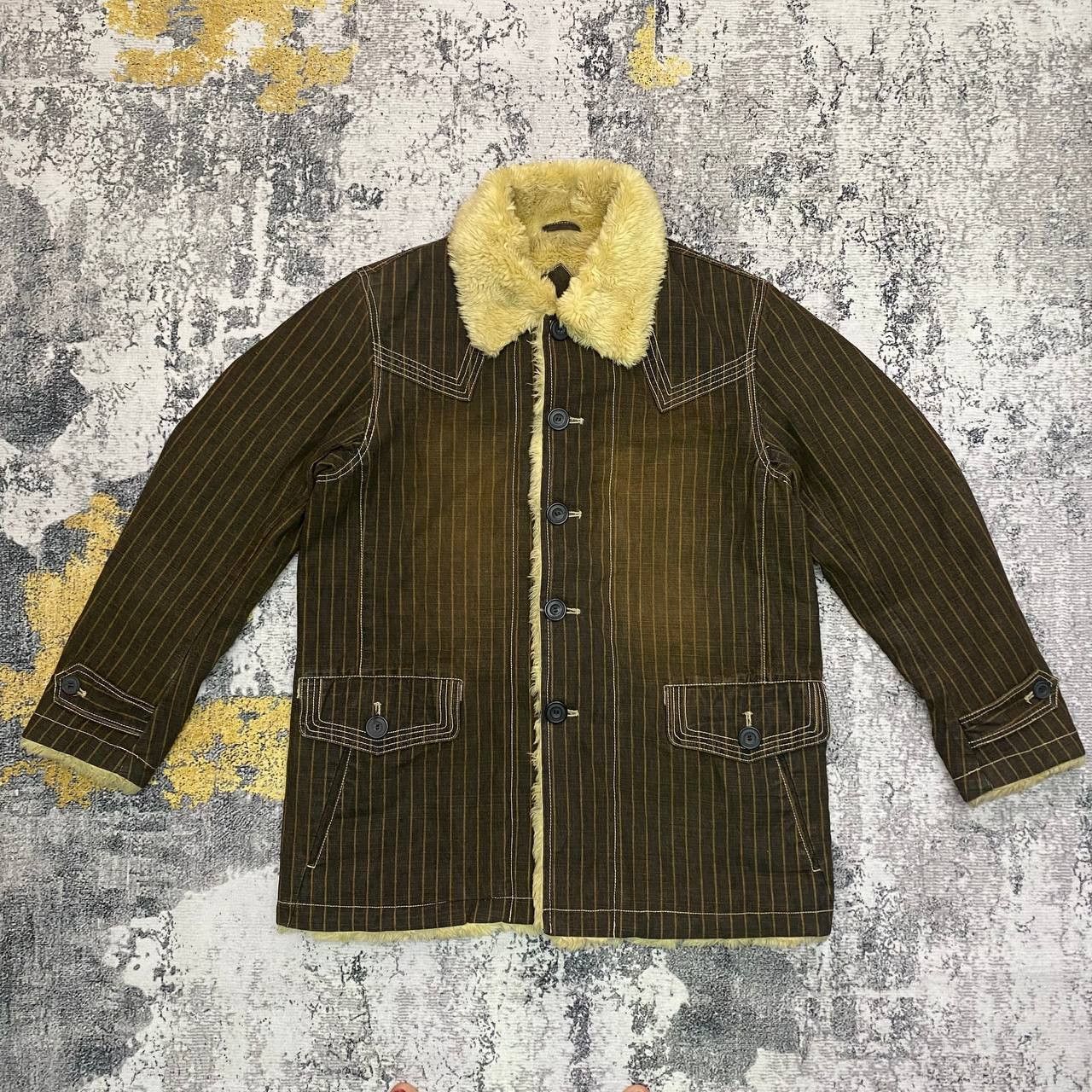 Japanese Brand × Vintage Z298 ALLIX DESIGN X TOKYO JAPAN SHERPA CHORE STRIPED JACKET Size US M / EU 48-50 / 2 - 1 Thumbnail
