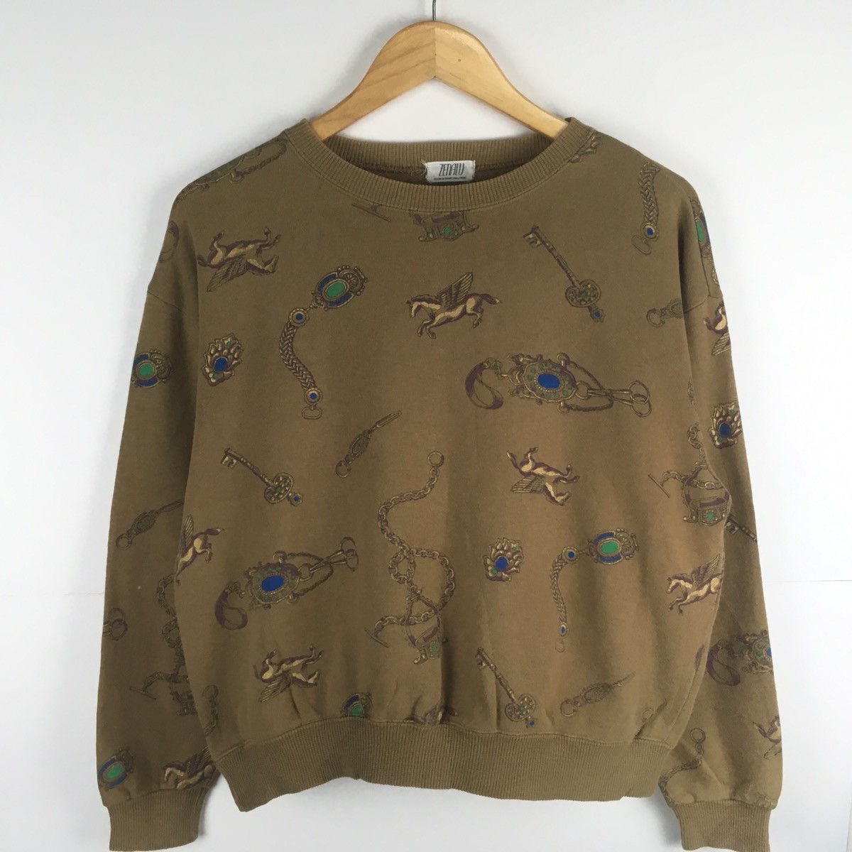 Vintage Vintage Zenalu Fullprint Small Size Brown Colour Sweatshirt Size US S / EU 44-46 / 1 - 2 Thumbnail