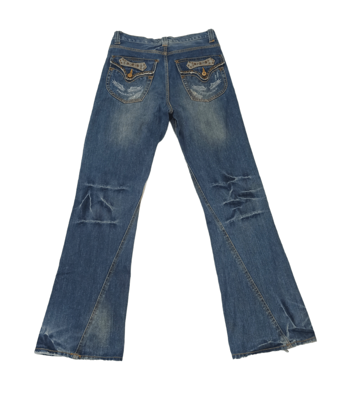Vintage Vintage Nylaus Whiskered Mud Wash Flare Jeans Size US 30 / EU 46 - 2 Thumbnail