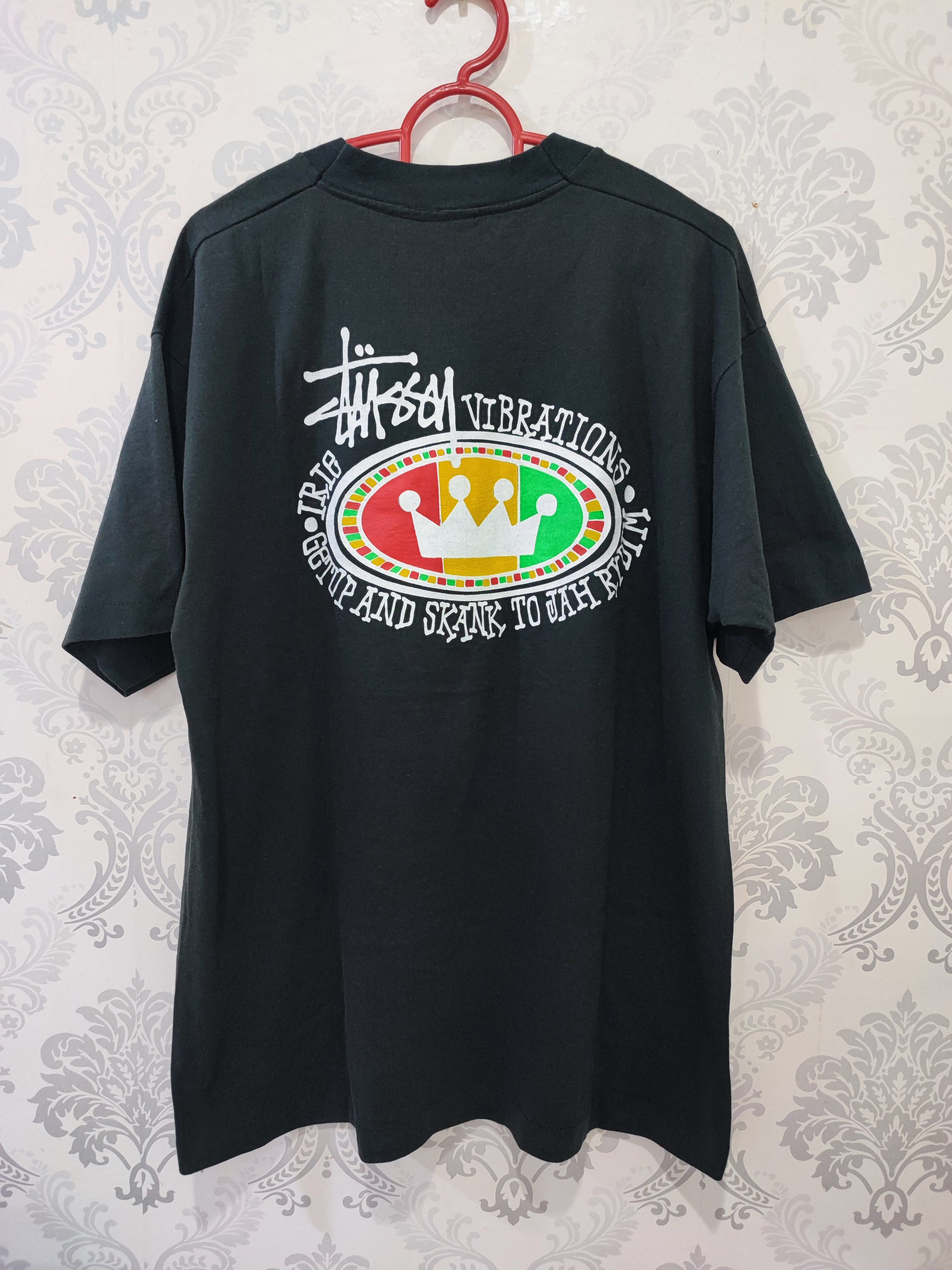 image of Stussy Irie Vibration Rydim Rasta Vintage 80's Tee in Black, Men's (Size Large)