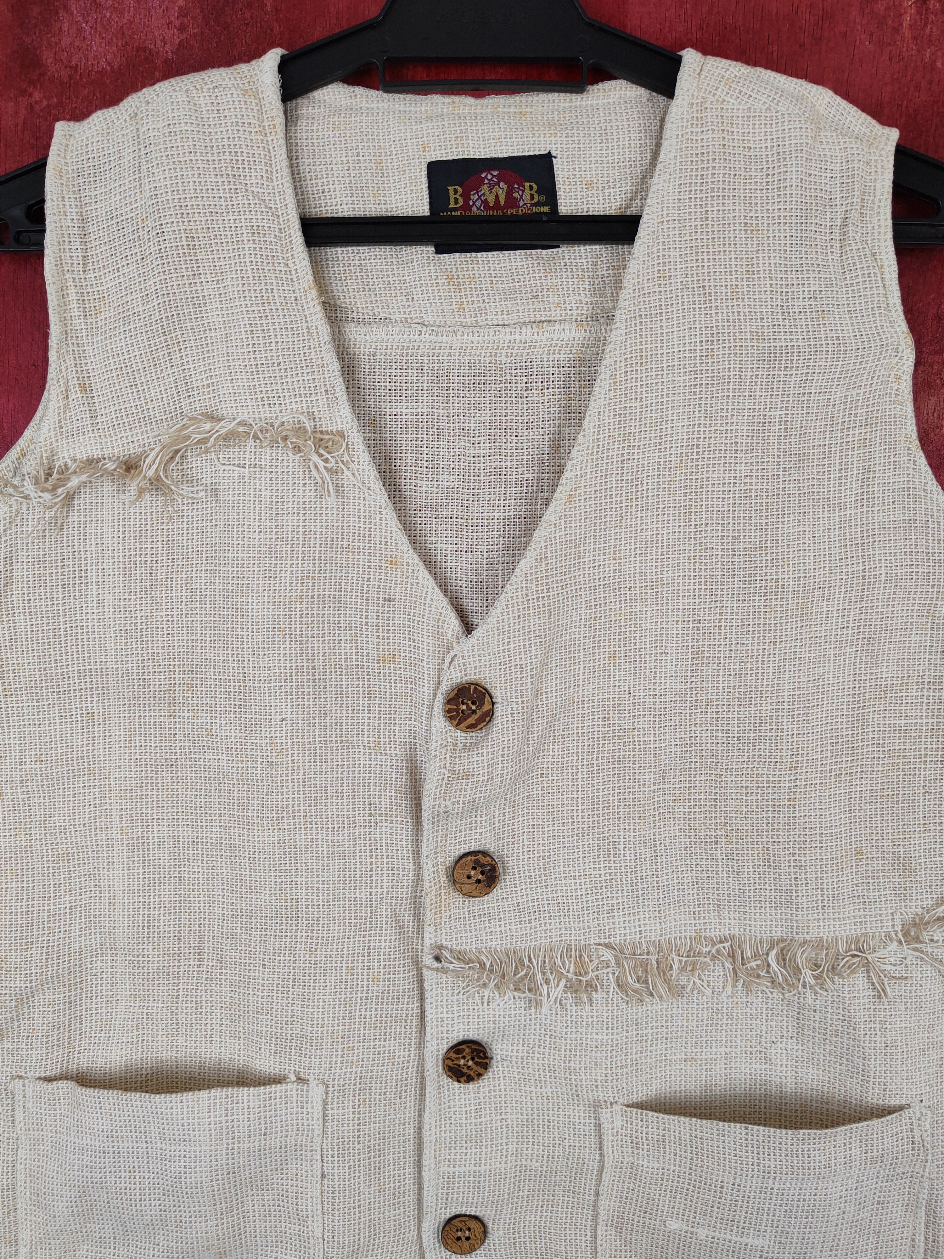 Japanese Brand × Vintage B.W.B Beige fur vintage knitwear Vest #S643 Size M / US 6-8 / IT 42-44 - 2 Thumbnail