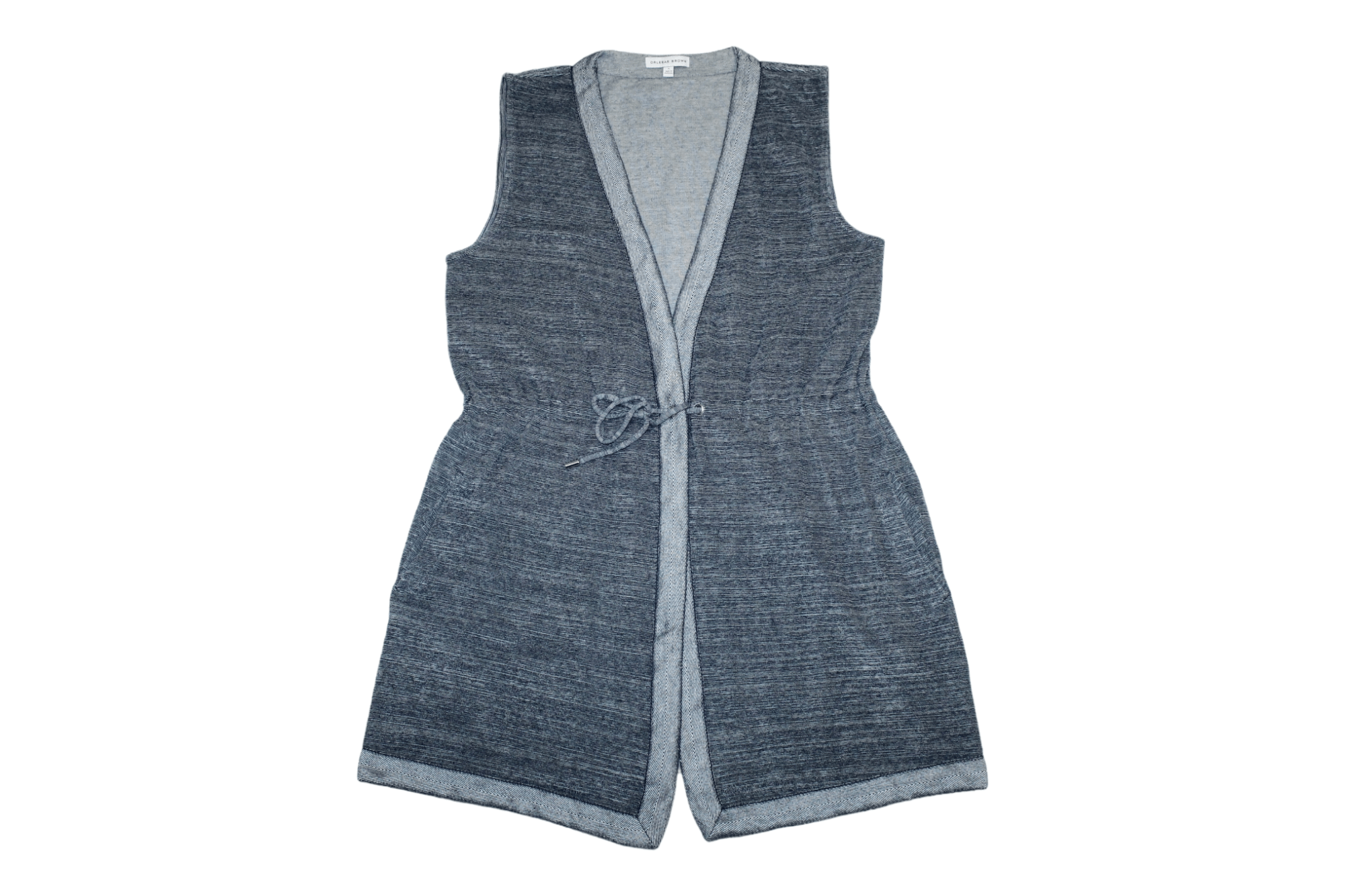 image of Marni Orlebar Brown Japan Kimono Style Sleeveless Cotton Knit Vest in Blue Ivory, Women's (Size Sma