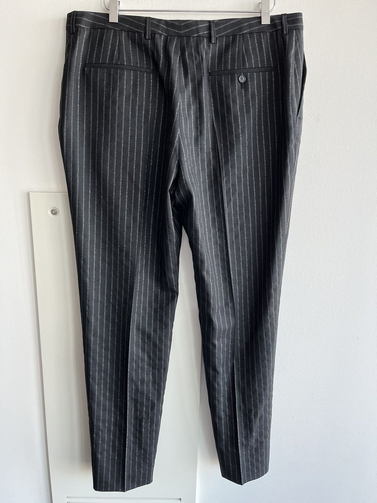 Hedi Slimane × Saint Laurent Paris × Yves Saint Laurent Super Runway $1,350 Value Striped Silk and Wool Pant New Size US 35 - 17 Thumbnail