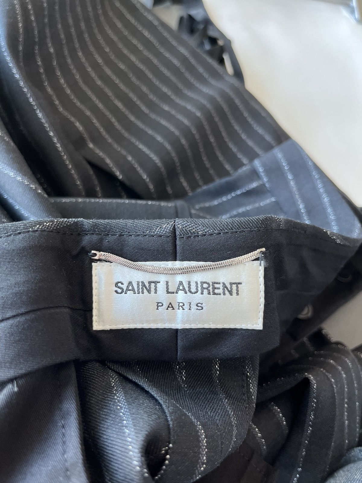 Hedi Slimane × Saint Laurent Paris × Yves Saint Laurent Super Runway $1,350 Value Striped Silk and Wool Pant New Size US 35 - 3 Thumbnail