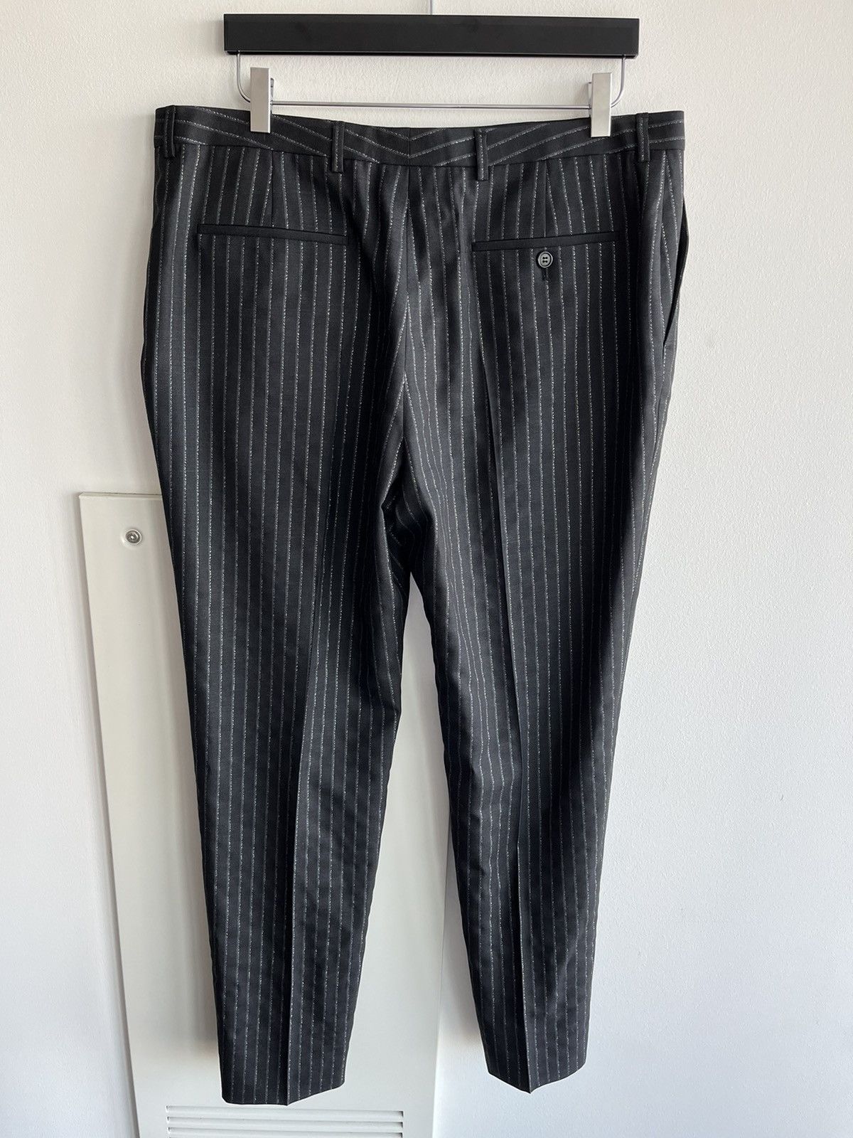 Hedi Slimane × Saint Laurent Paris × Yves Saint Laurent Super Runway $1,350 Value Striped Silk and Wool Pant New Size US 35 - 16 Thumbnail