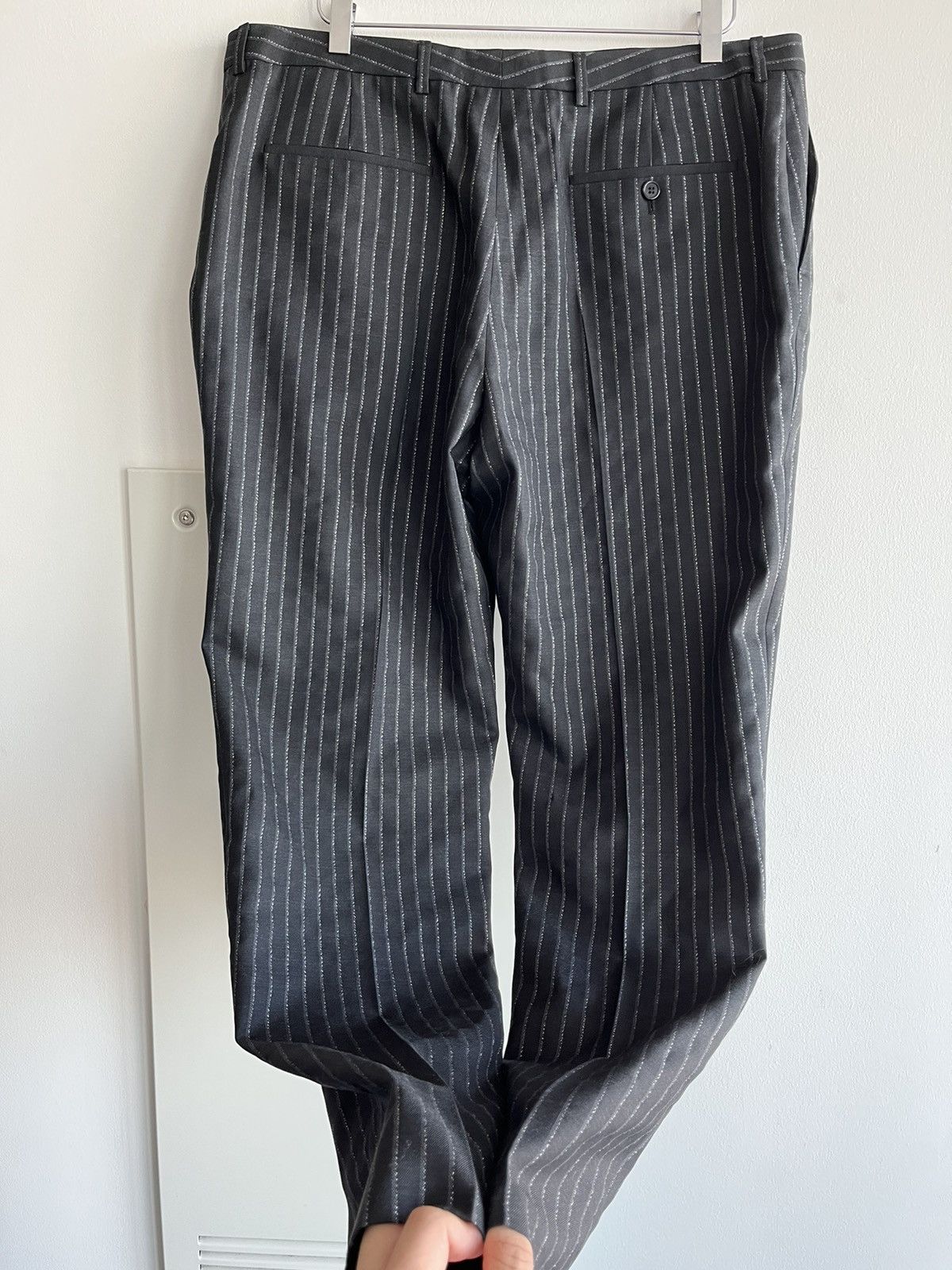 Hedi Slimane × Saint Laurent Paris × Yves Saint Laurent Super Runway $1,350 Value Striped Silk and Wool Pant New Size US 35 - 21 Thumbnail