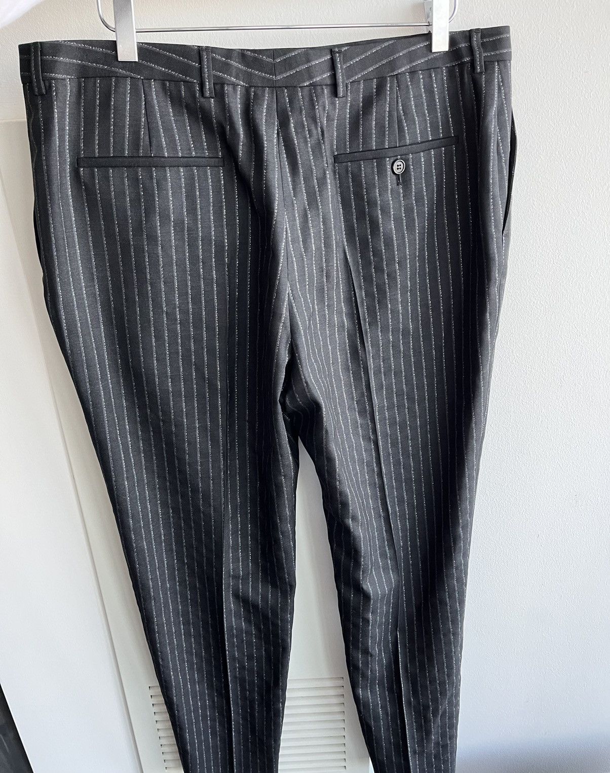 Hedi Slimane × Saint Laurent Paris × Yves Saint Laurent Super Runway $1,350 Value Striped Silk and Wool Pant New Size US 35 - 24 Thumbnail
